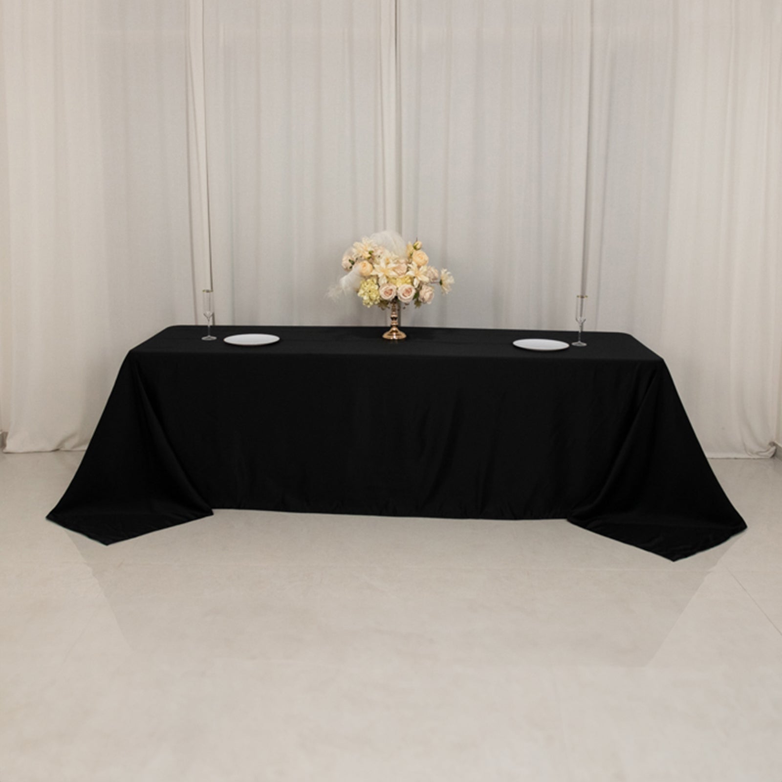 Black Lamour Satin Rectangle Tablecloth 90x156 - Luxurious & Soft for Stylish Events