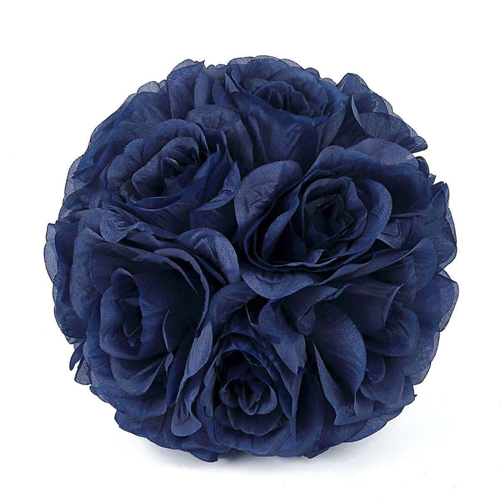 Hot Deal! 2-Pack 7" Navy Blue Artificial Silk Rose Kissing Flower Balls