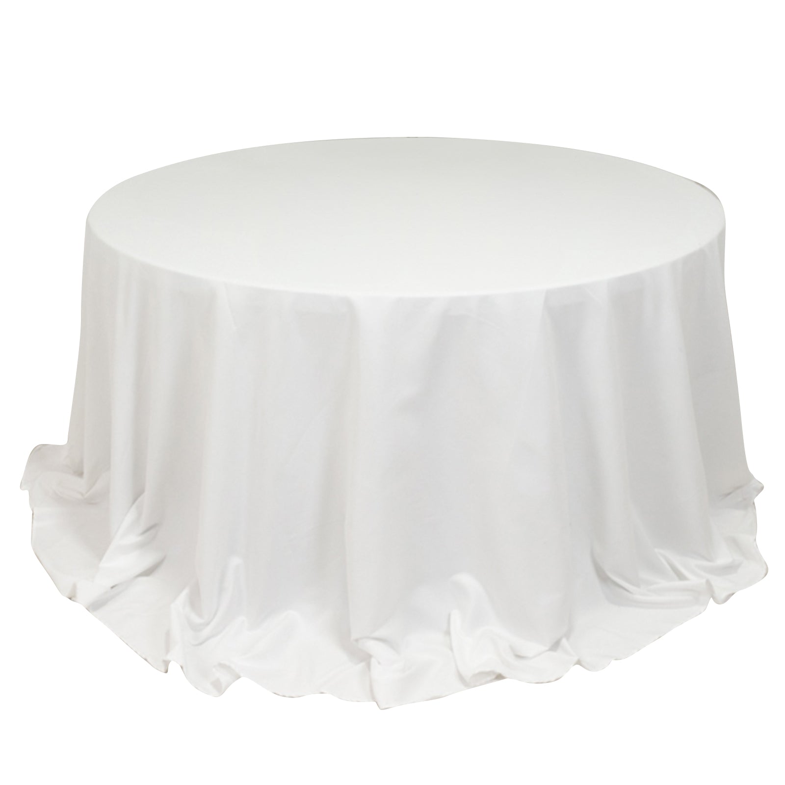 White 132-Inch Cotton Blend Round Tablecloth: Seamless, Wrinkle-Resistant for Formal Events