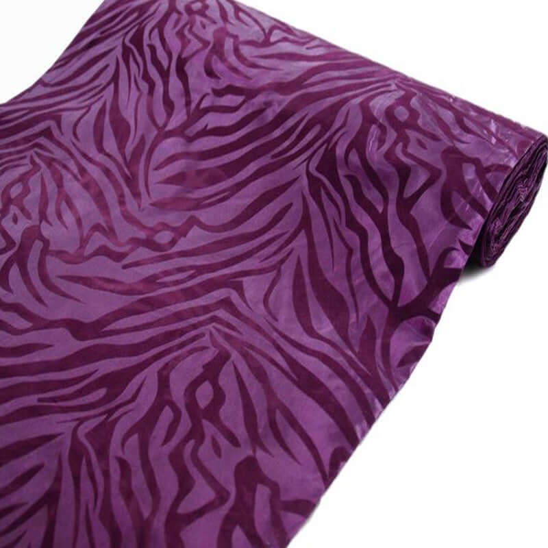 54x10 Yards Eggplant Zebra Animal Print Taffeta Fabric Roll