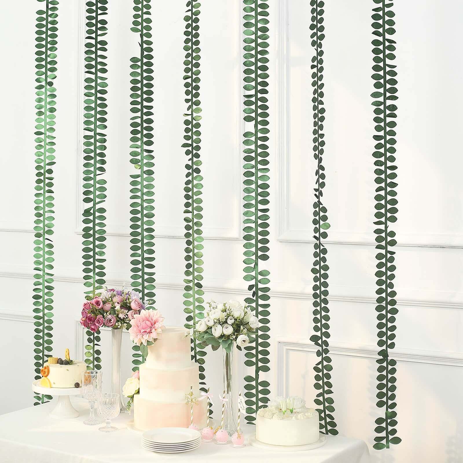 50ft Green Taffeta Ribbon Sash with 4 - Leaf Petal Design - Ideal Artificial Fabric Garland for Decor