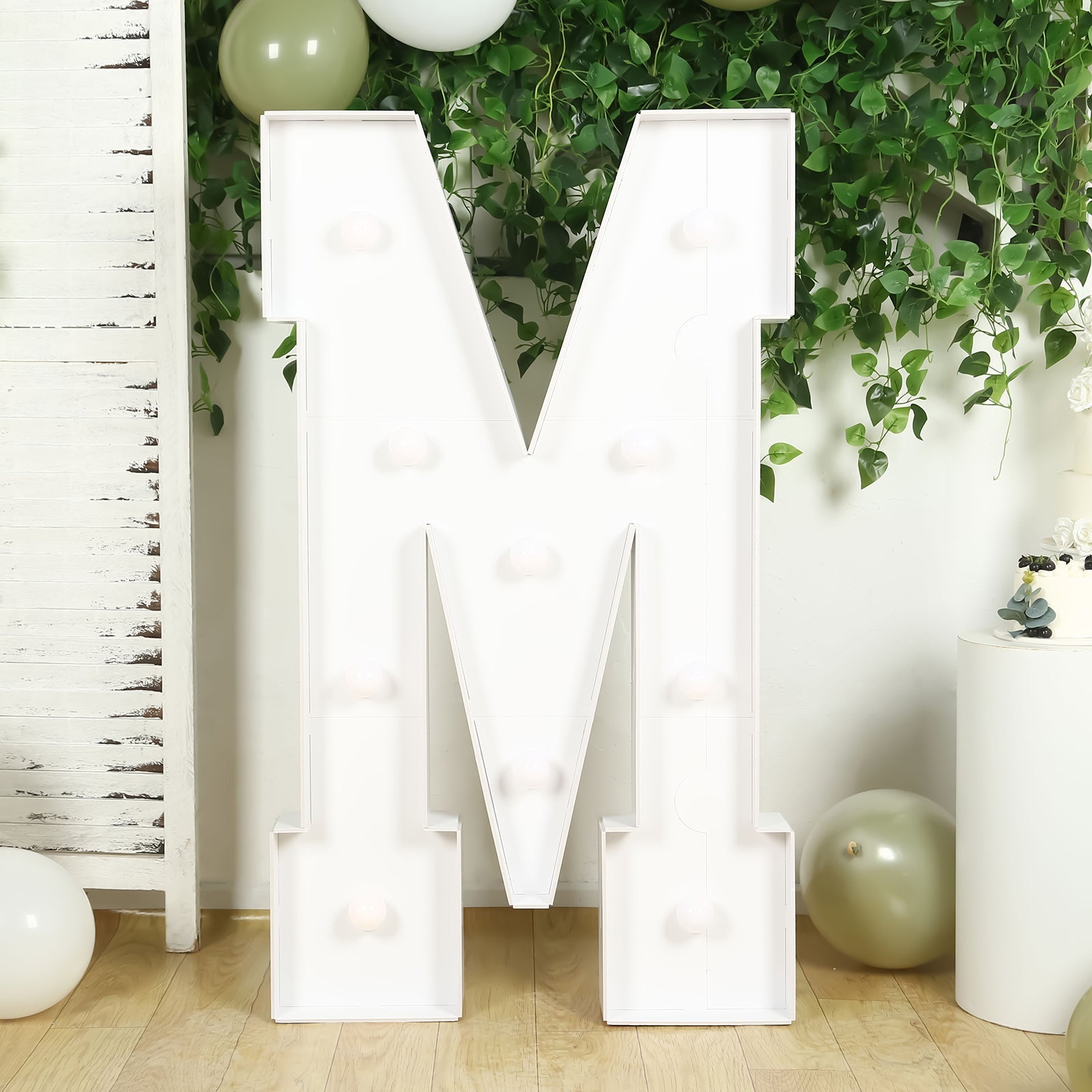 4ft White Giant LED Marquee Letter M with 10 Warm White Battery - Operated LEDs, Glue Gun & Sticks