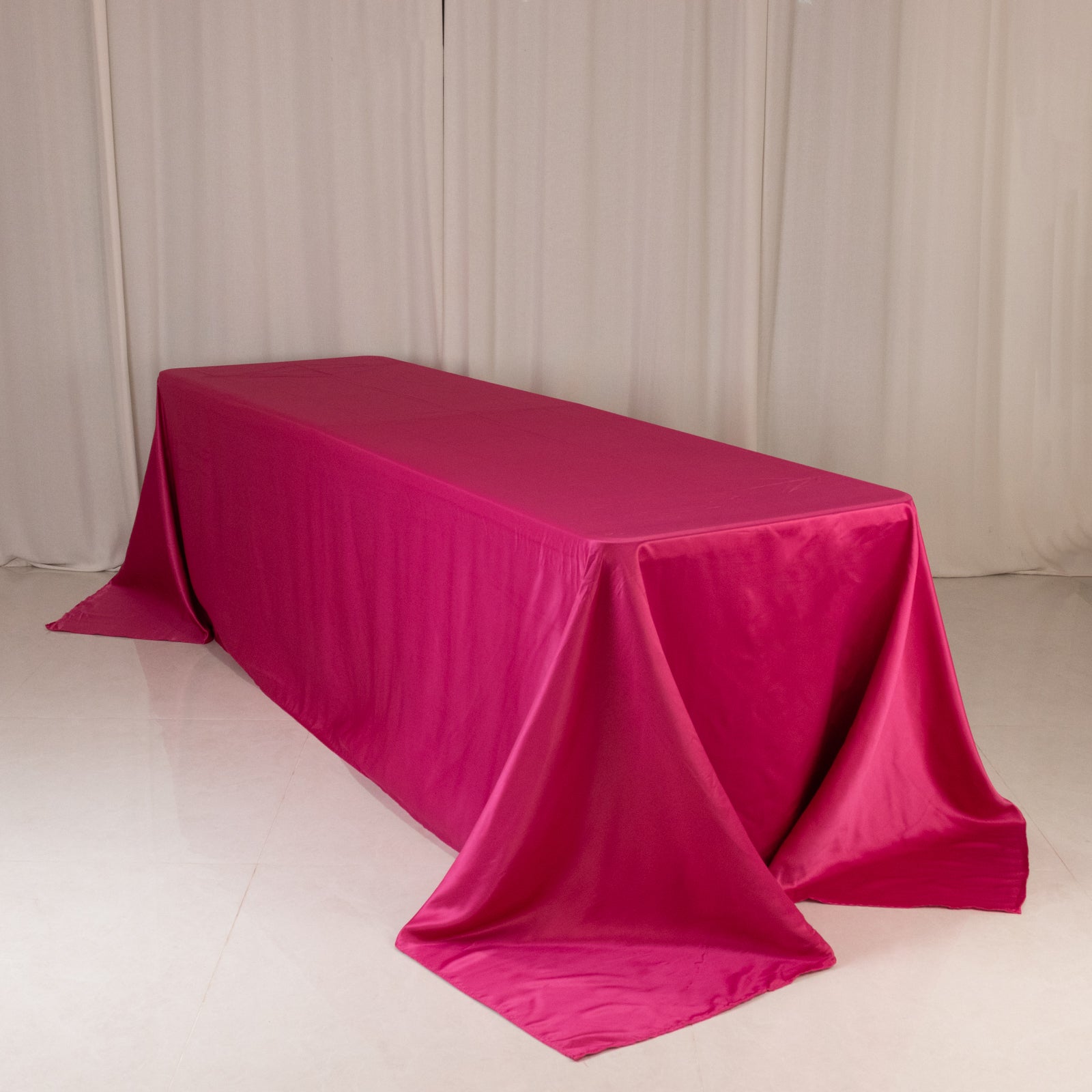 Fuchsia Lamour Satin Rectangle Tablecloth 90x156 - Soft, Seamless & Luxurious