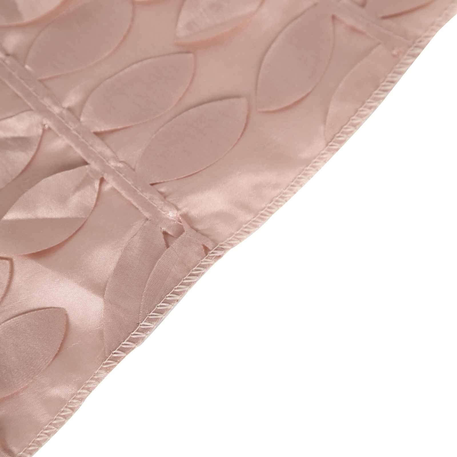 Dusty Rose Taffeta Rectangle Tablecloth 90x132 with 3D Seamless Leaf Petal Design