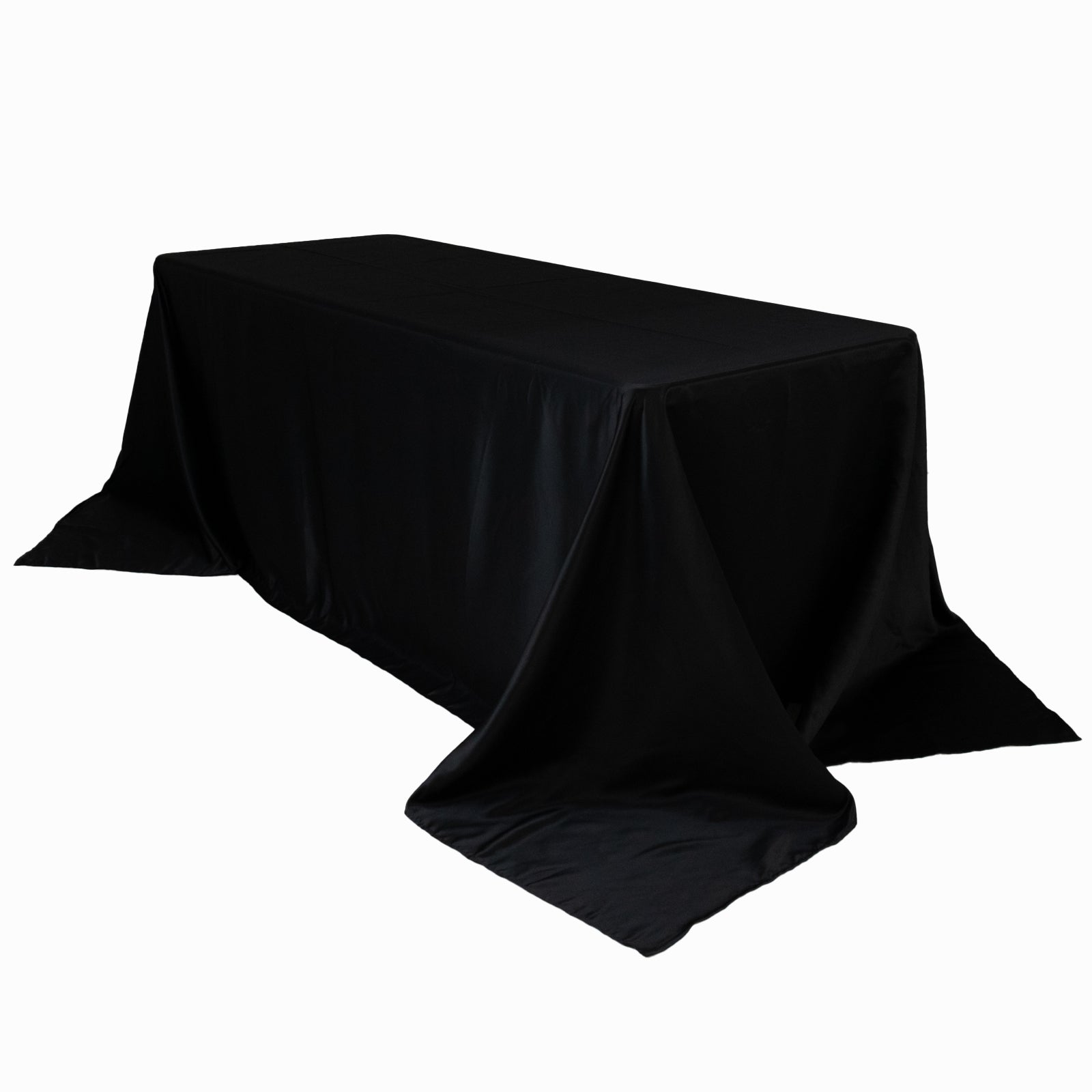 Premium Black Lamour Satin Rectangle Tablecloth 90x132 - Ideal for Weddings & Parties