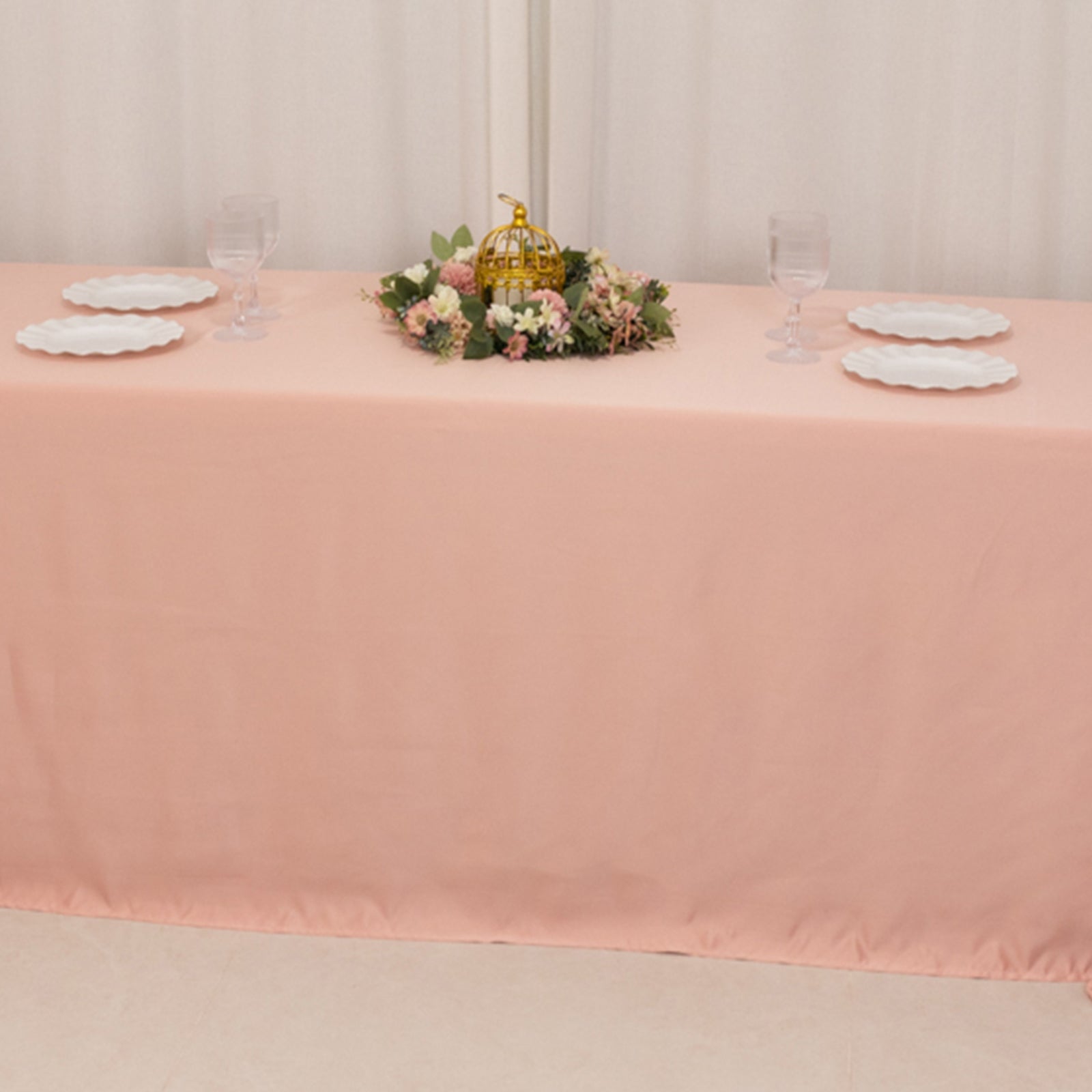Luxurious Dusty Rose Lamour Satin 90x156 Rectangle Seamless Tablecloth