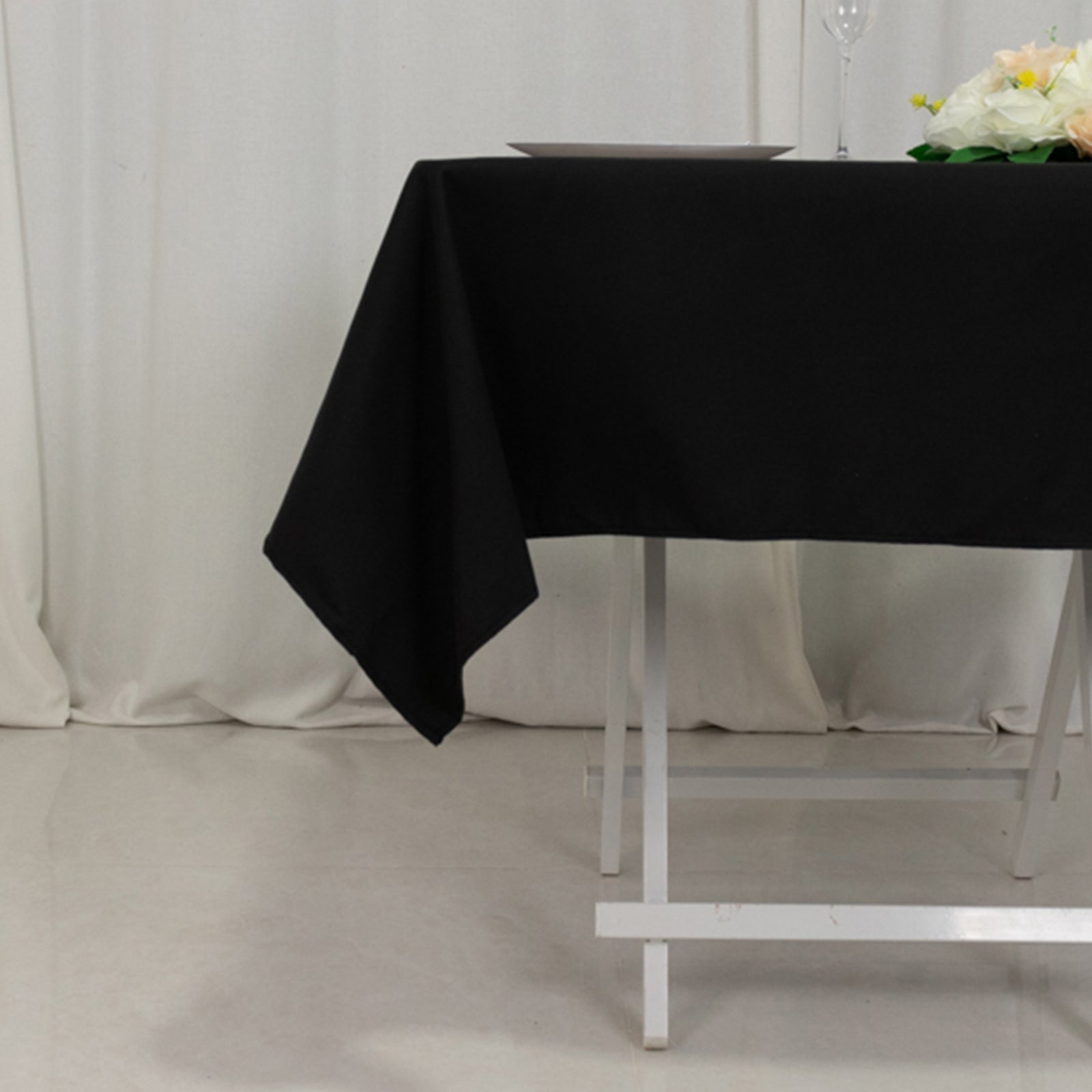 Black 54x54 Square Wrinkle-Resistant Cotton Blend Tablecloth for Modern Tables - Great Deal