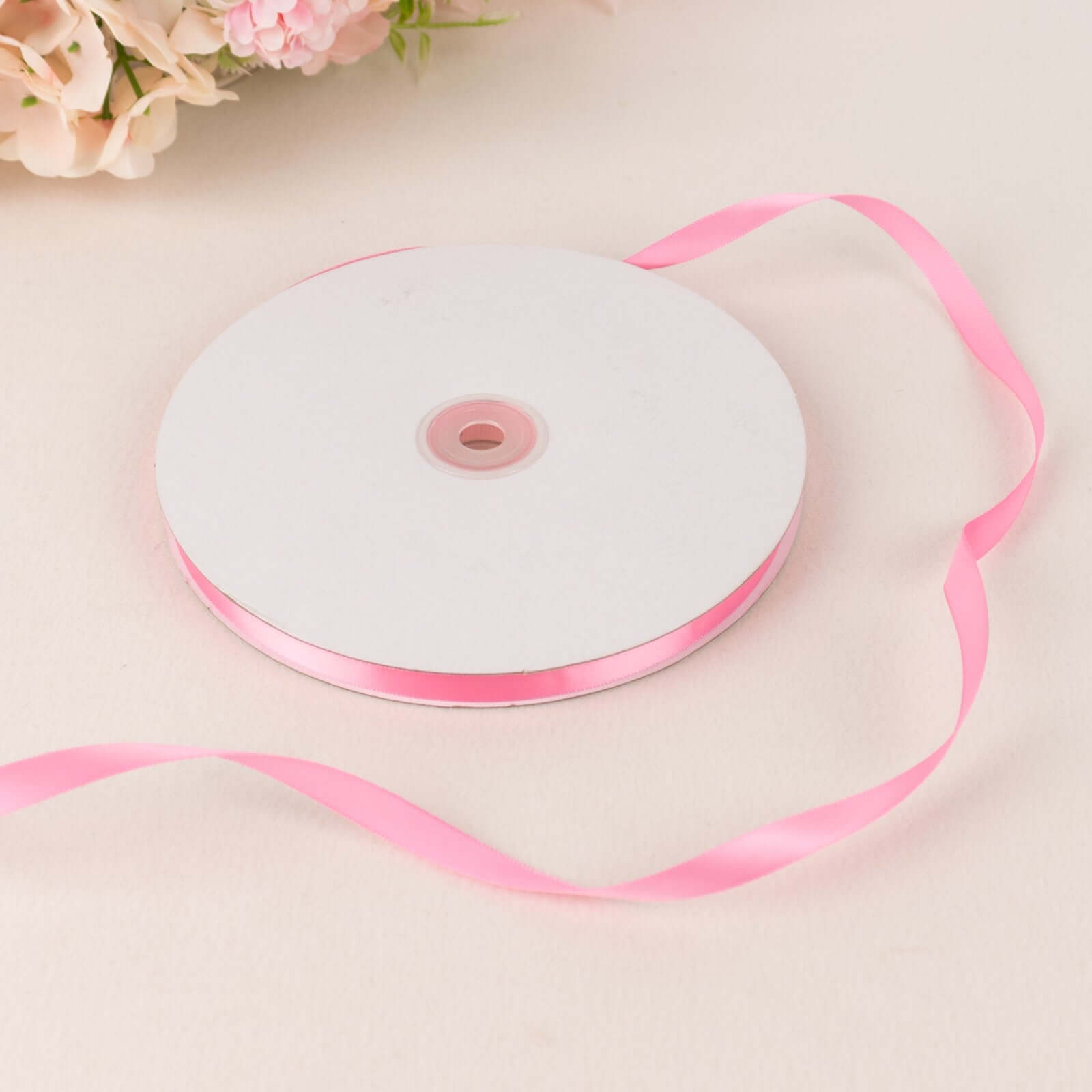 100 Yards of 3/8 Pink Single-Sided Decorative Satin Ribbon for Various Uses