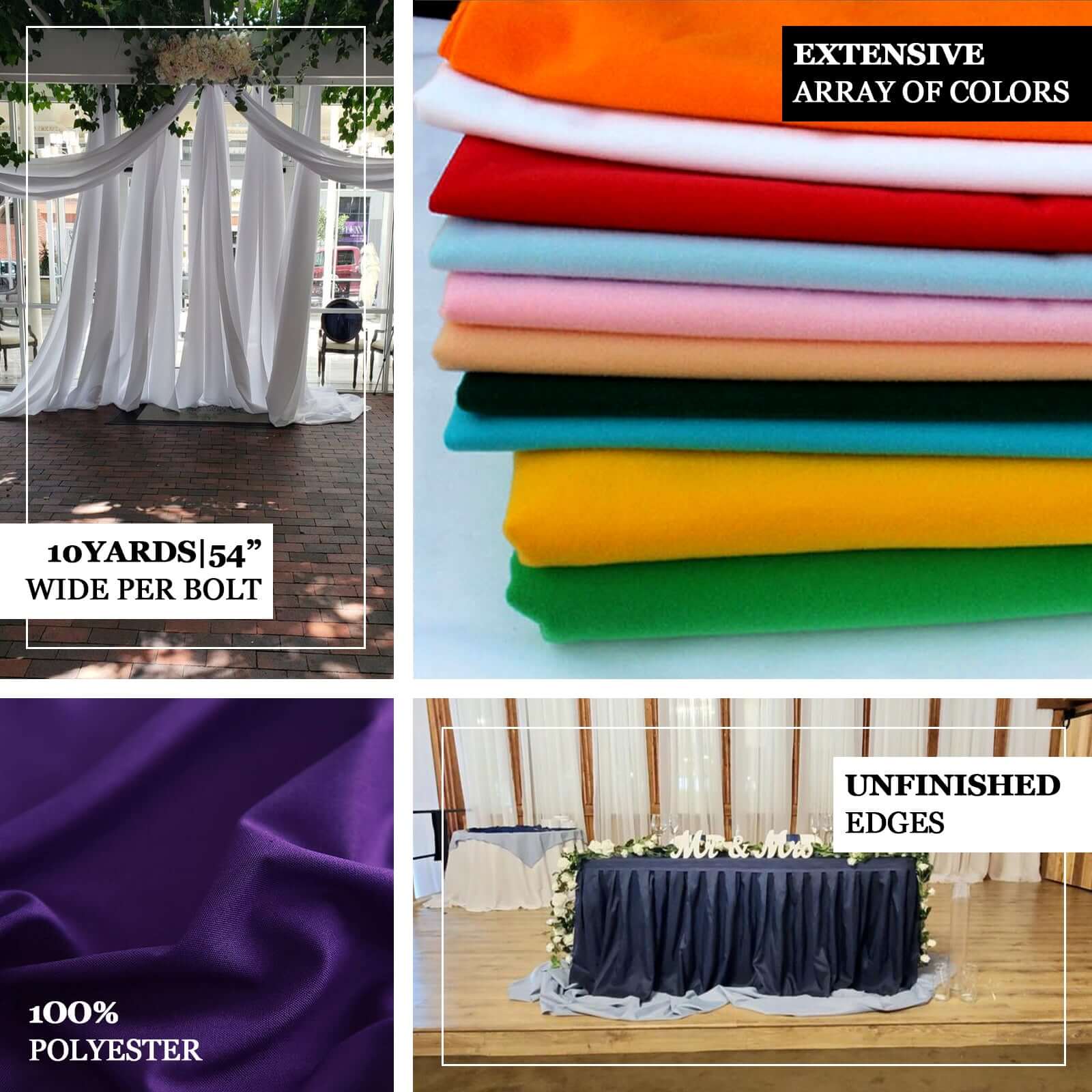 10-Yard Purple Polyester Fabric Bolt, 54 Inches Wide for DIY Crafts