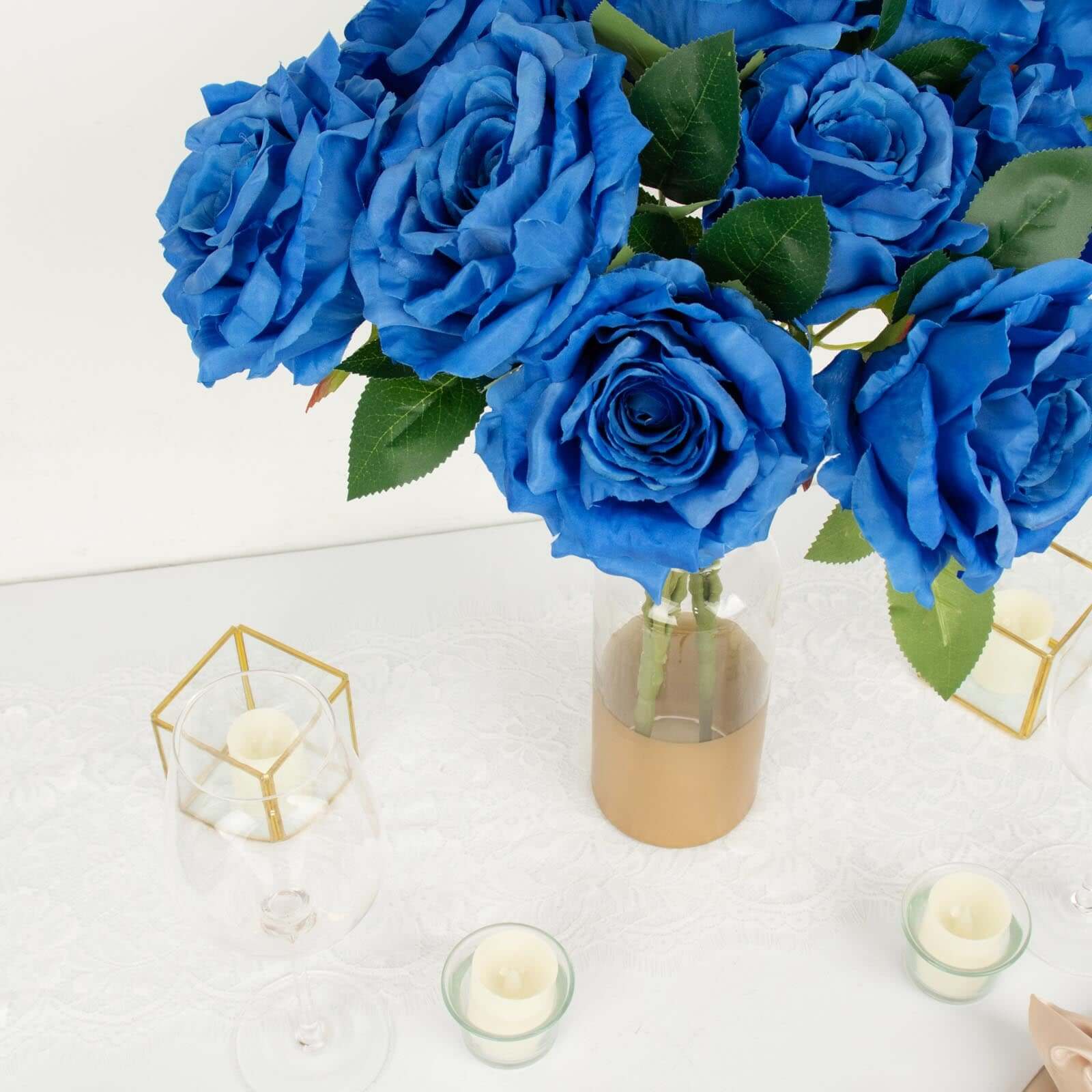 17' Royal Blue Premium Silk Jumbo Rose Flower Bouquet - High - Quality Artificial for Weddings