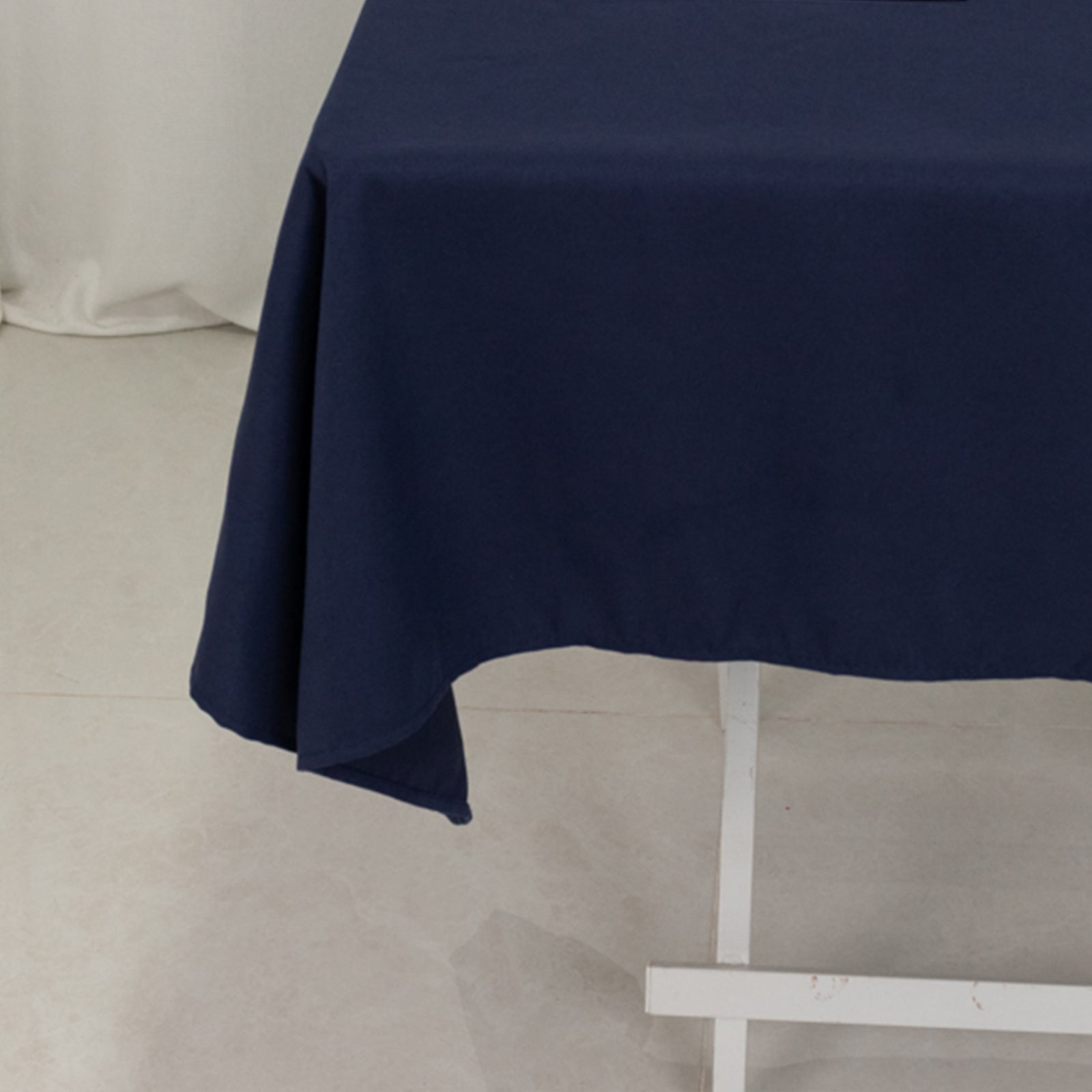 Wrinkle-Resistant Navy Cotton Blend 54x54 Square Table Overlay