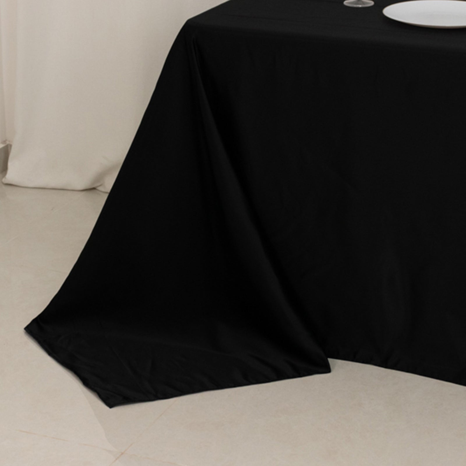 Black Lamour Satin Rectangle Tablecloth 90x156 - Luxurious & Soft for Stylish Events