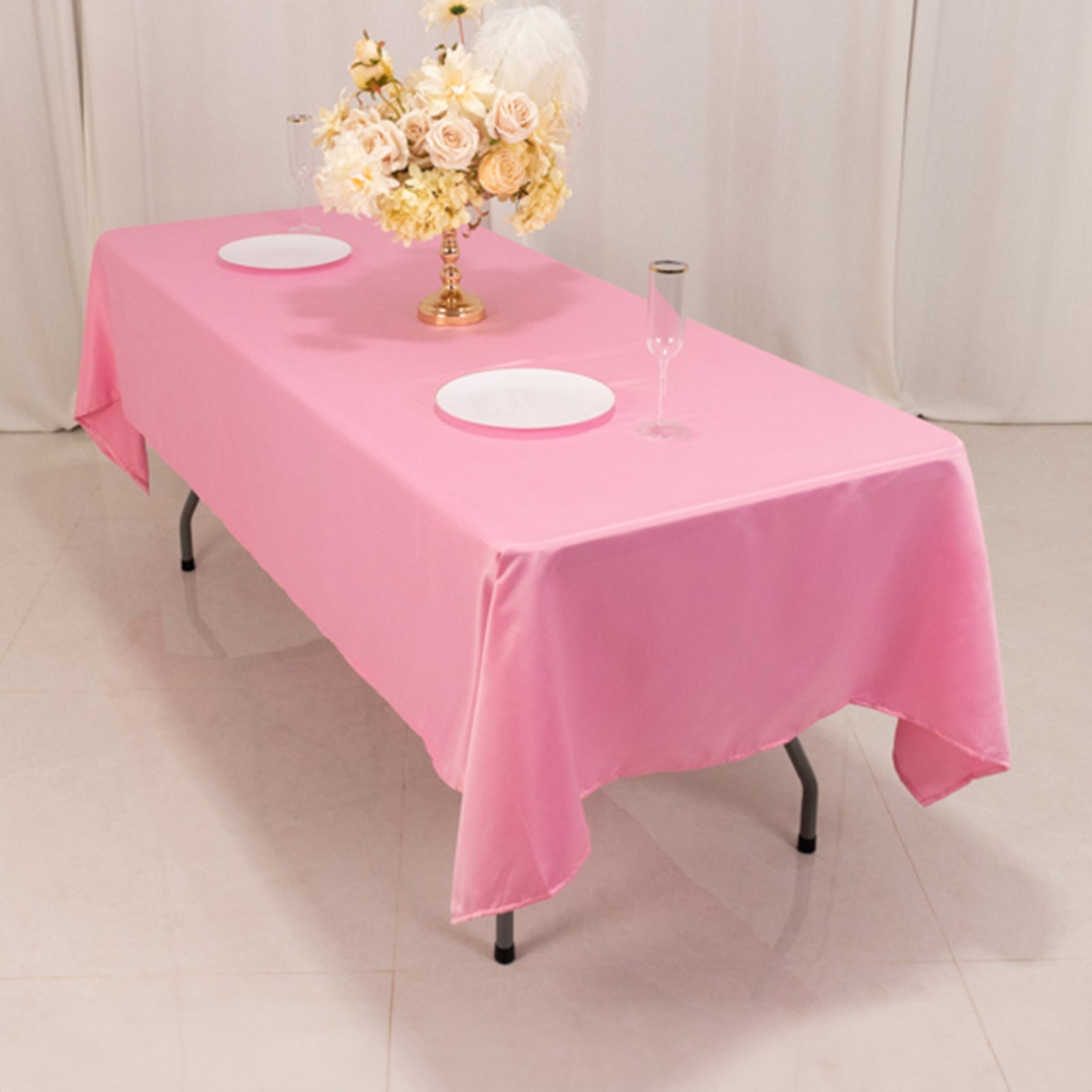 Hot Deal! Pink Lamour Satin Rectangle Tablecloth 60x102 - Durable & Silky Soft