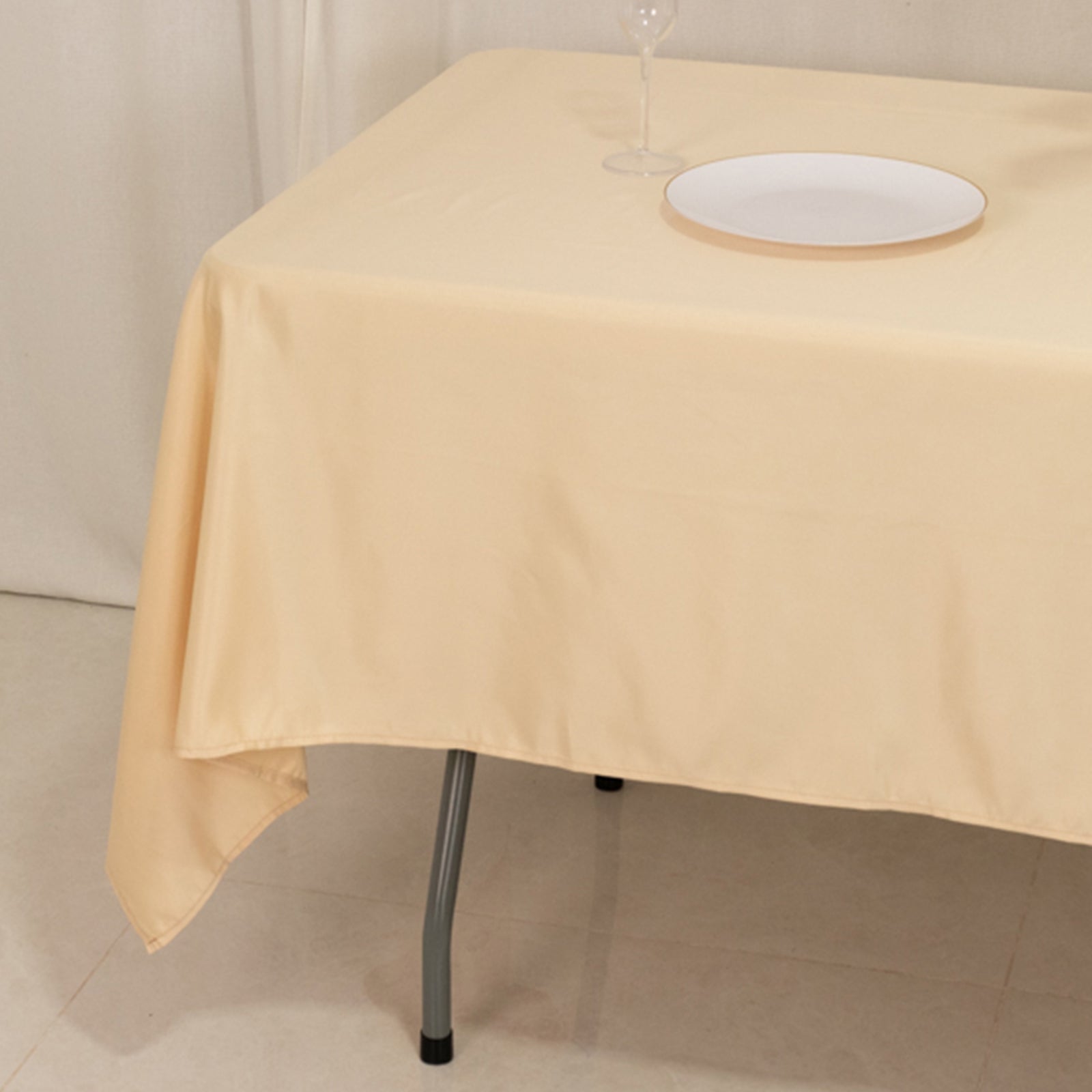 Get This Durable & Silky Soft Beige Lamour Satin Rectangle Tablecloth (60x102)