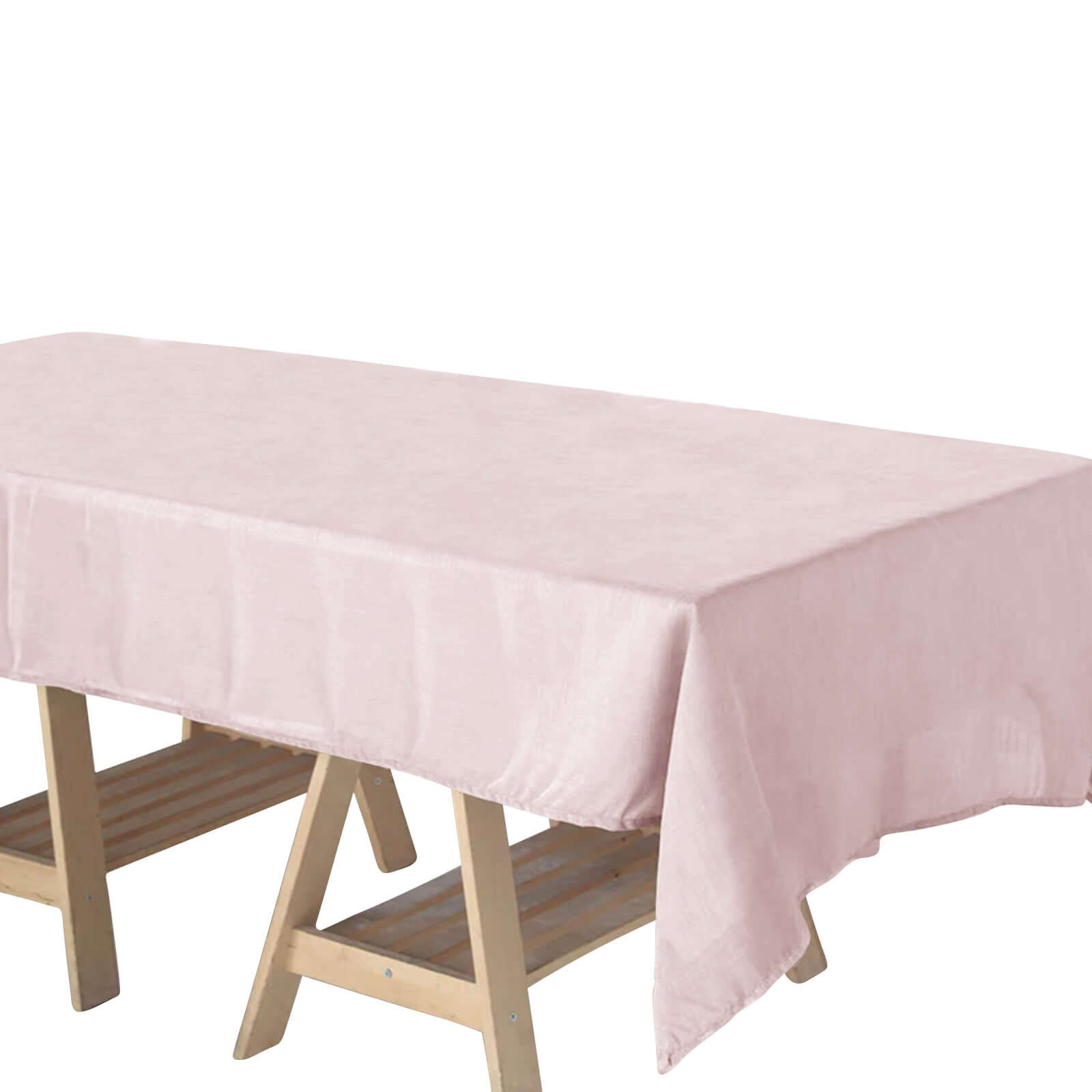 Wrinkle-Resistant Blush Faux Linen Rectangular Tablecloth, 60x102 with Slubby Texture
