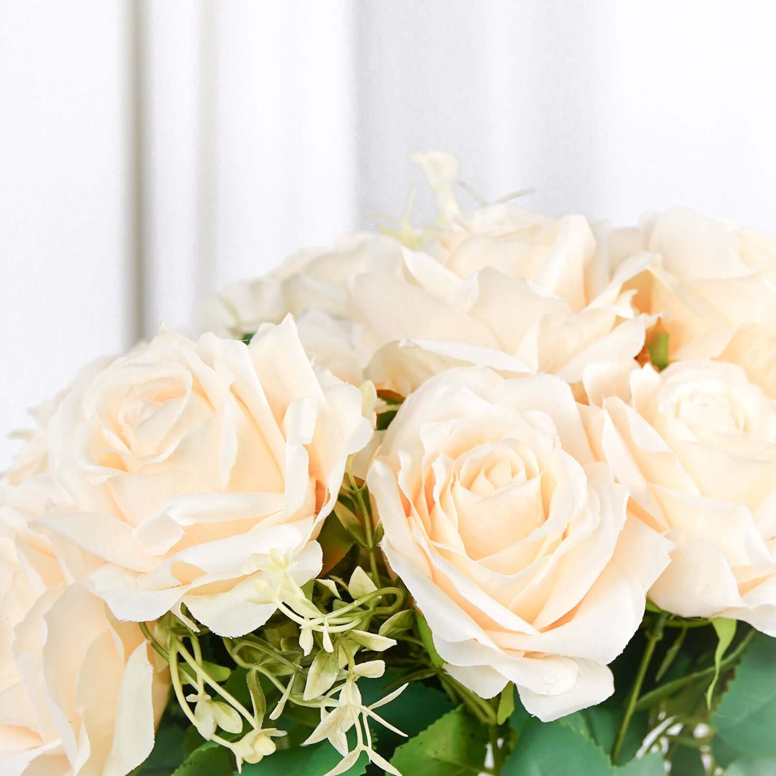 Hot Sale! 2 Bushes 18-Count Real Touch Cream Artificial Silk Rose Flower Bouquet