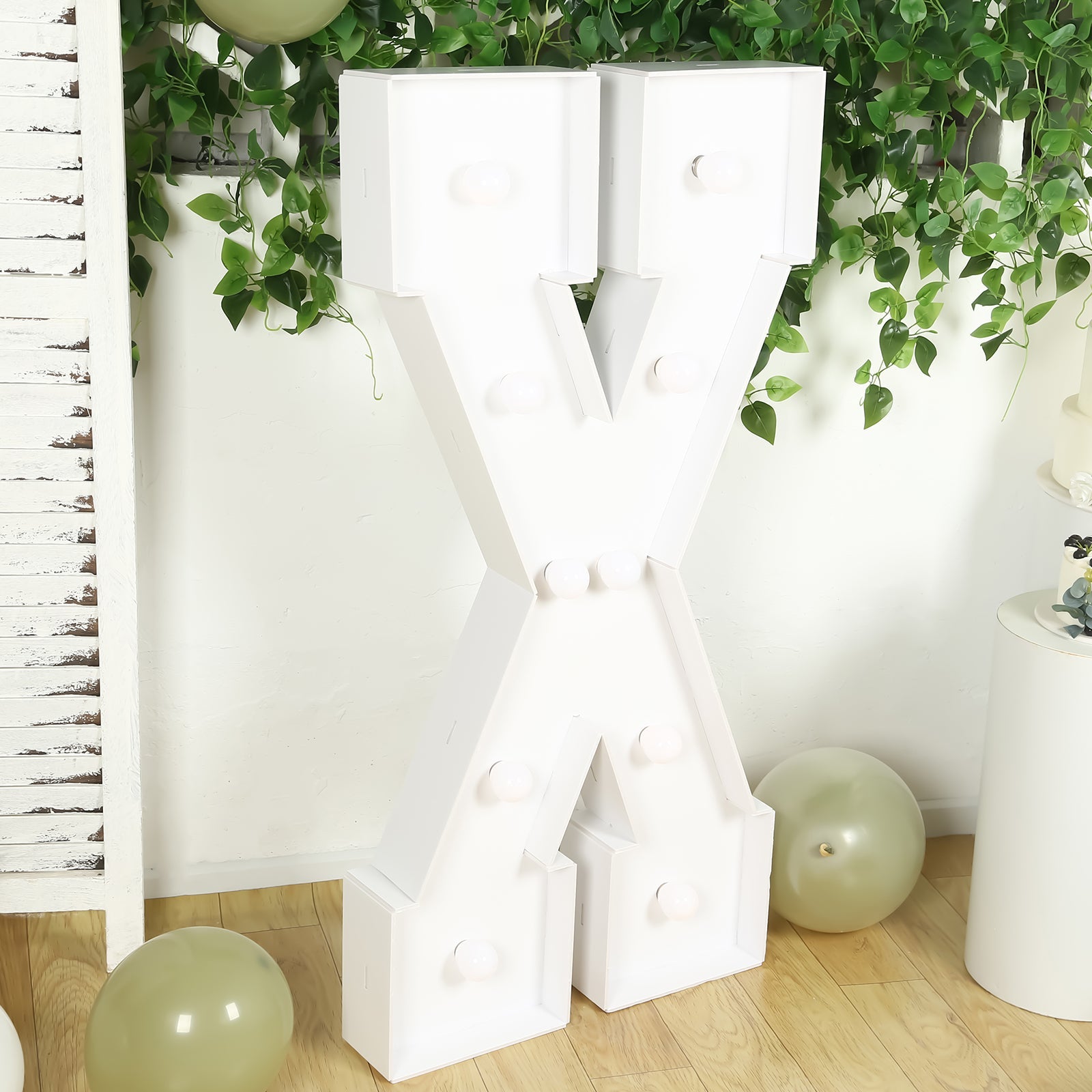 4ft White Giant LED Marquee Light-Up Letter X with 10 Warm White Battery-Operated LEDs, Glue Gun & Sticks - Ideal Decor