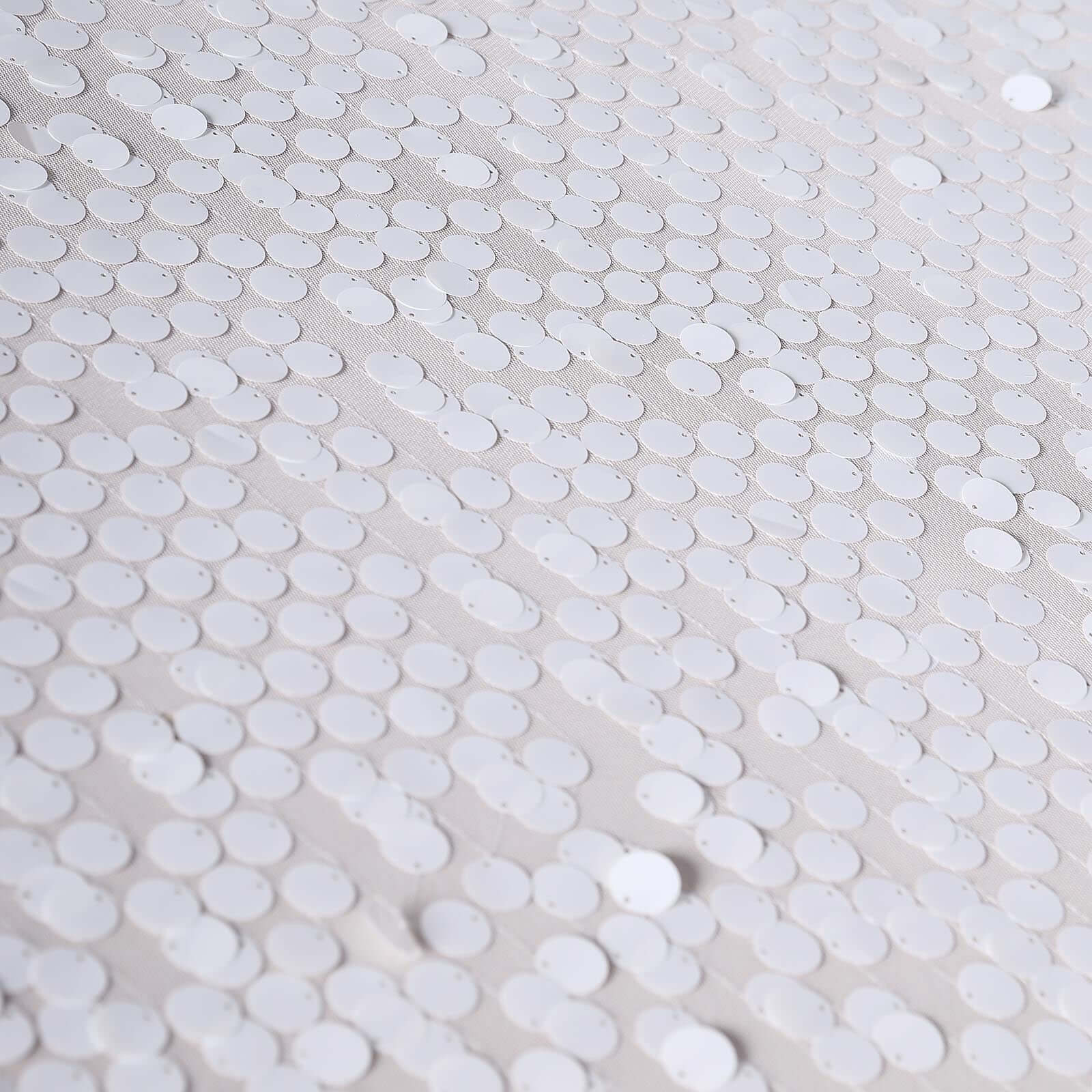 Exclusive Seamless White Sequin Tablecloth, 90x156 Rectangle