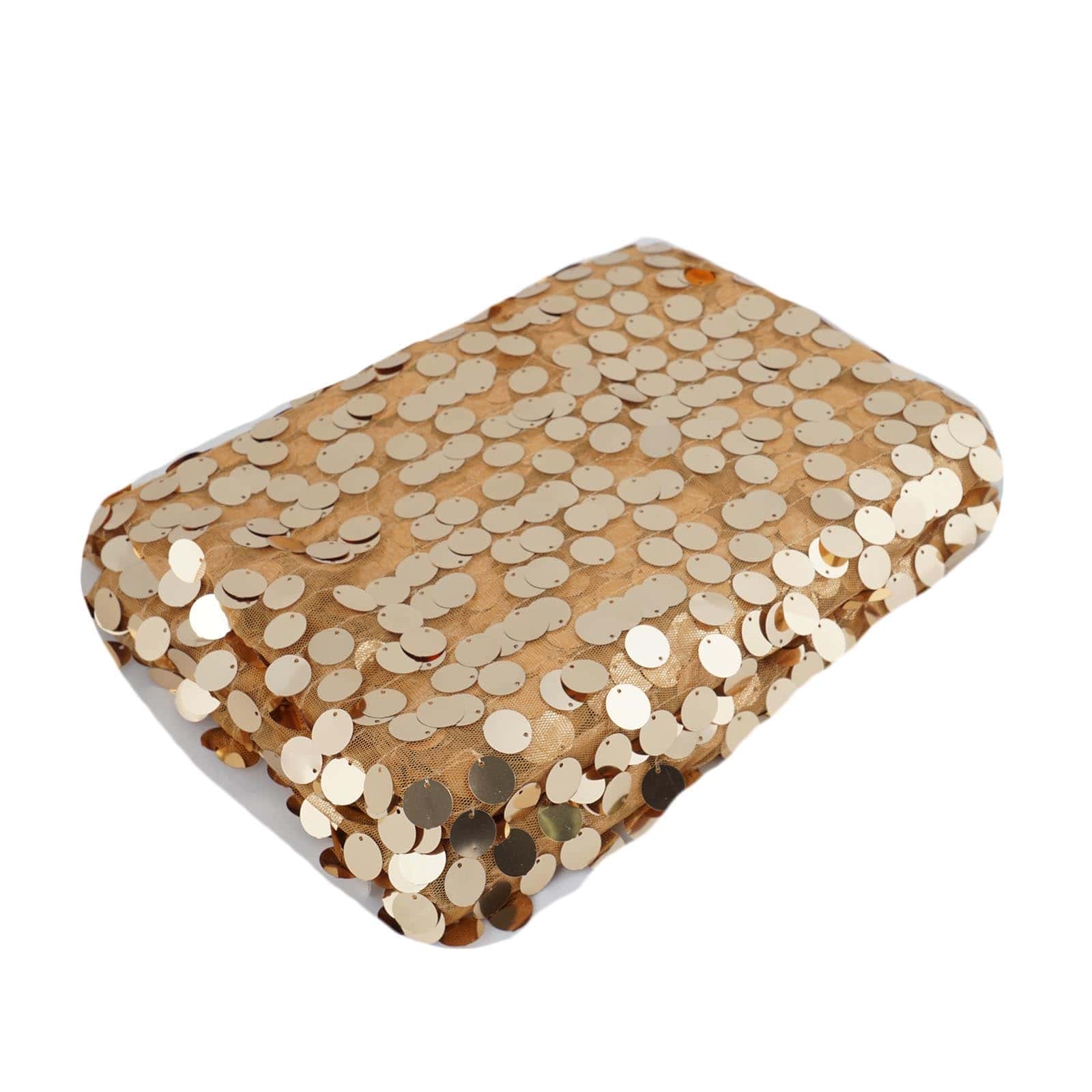 54-Inch Wide, 4-Yard Gold Mesh Sequin Fabric Roll for DIY Crafts