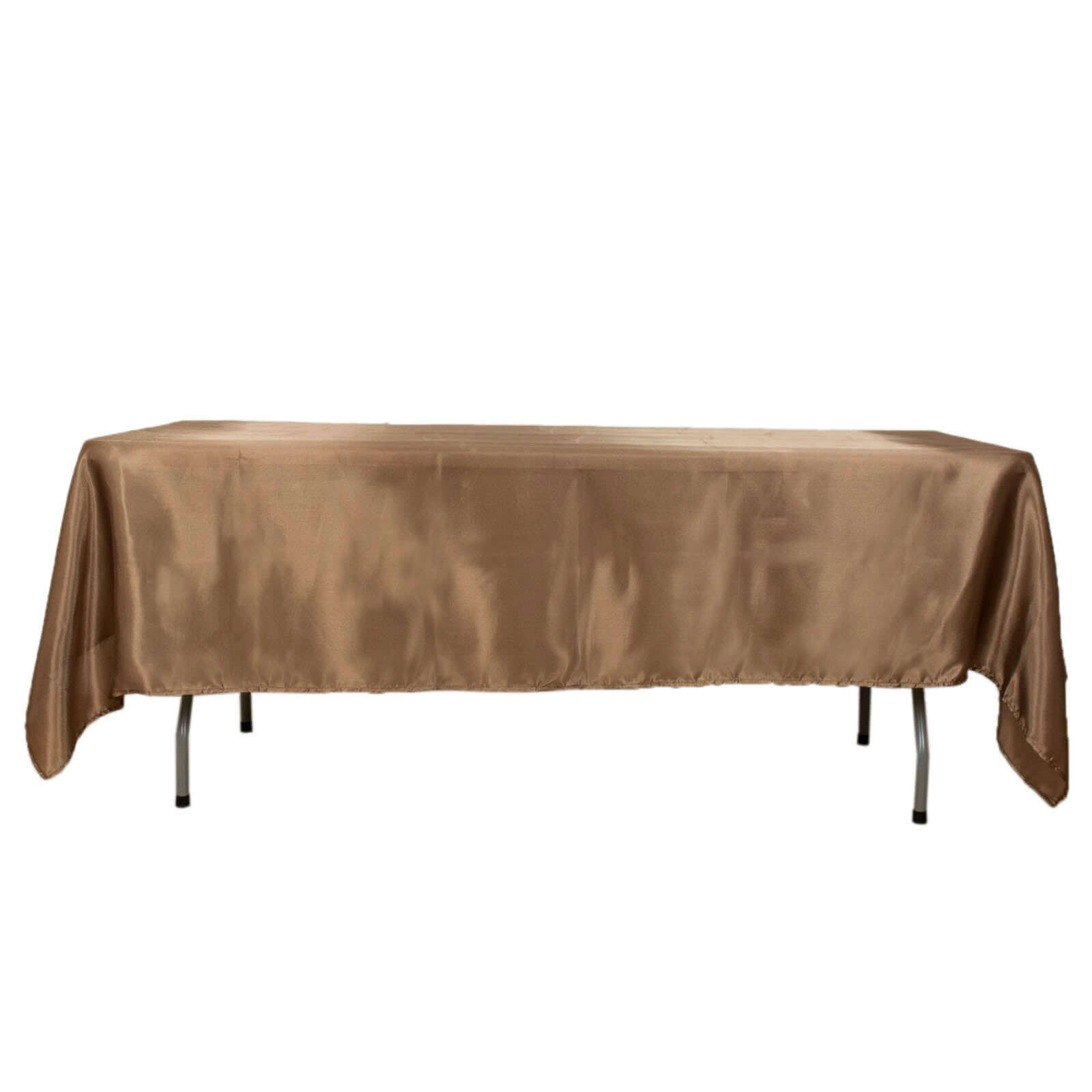 Taupe Satin 60x102 Rectangular Tablecloth - Smooth, Lustrous & Stain-Resistant