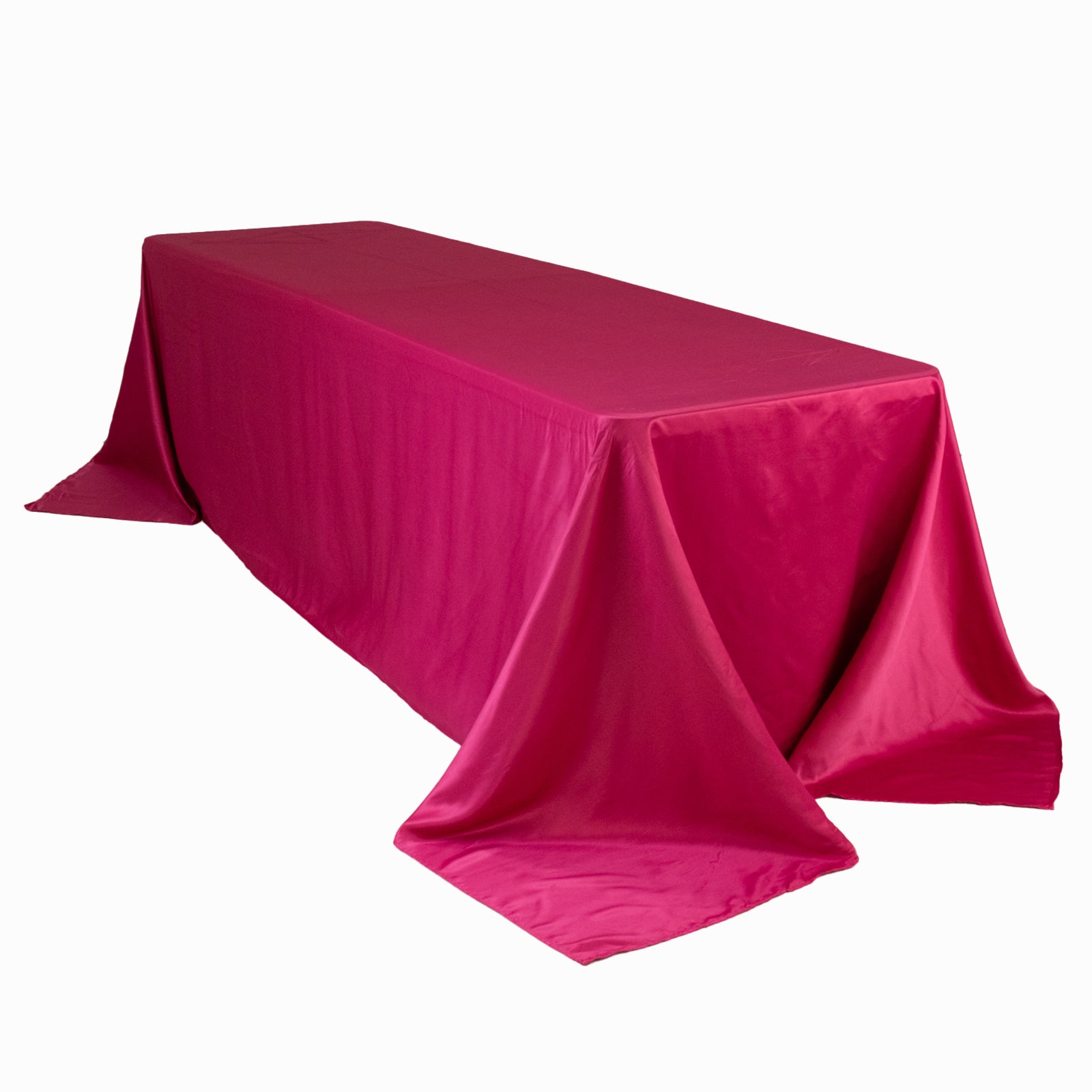 Lamour Satin 90x156 Rectangle Tablecloth Fuchsia - Luxurious, Soft Seamless Table Cover