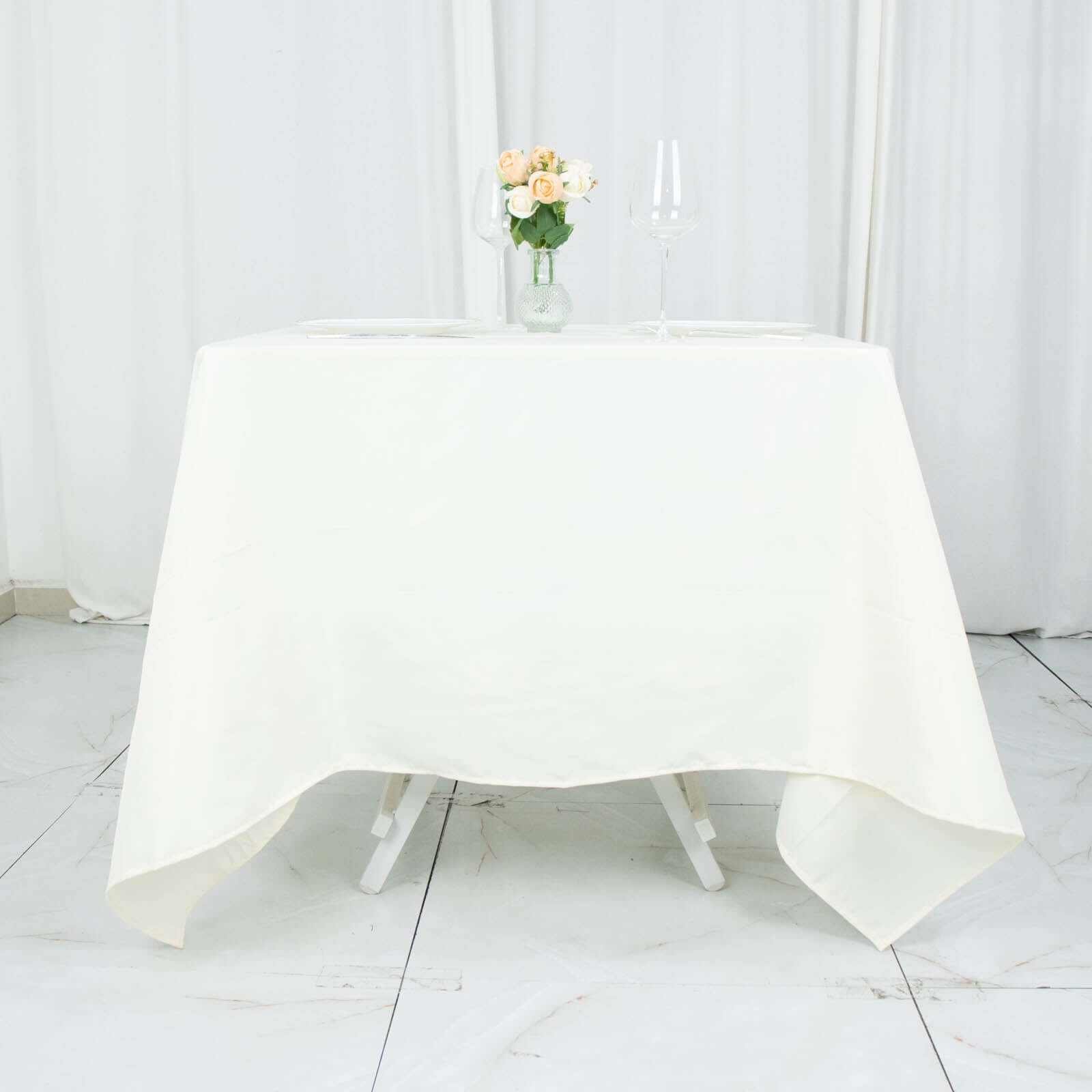 220GSM Wrinkle-Resistant Ivory Premium Polyester 70x70 Square Tablecloth