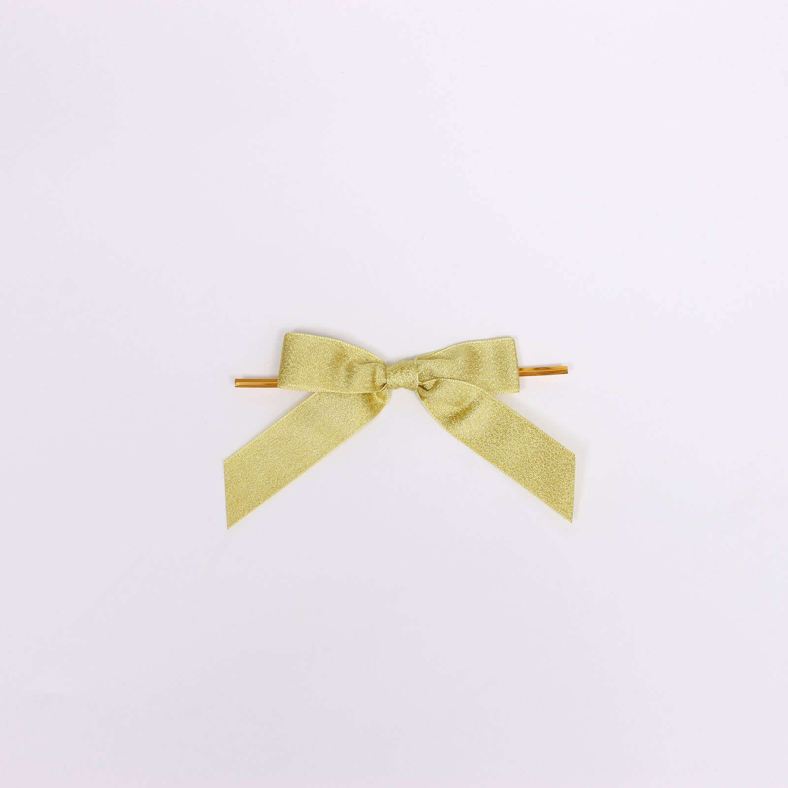 50 Pcs Gold Glitter Nylon Ribbon Bows with Twist Ties - Ideal for Gift Baskets & Party Favors