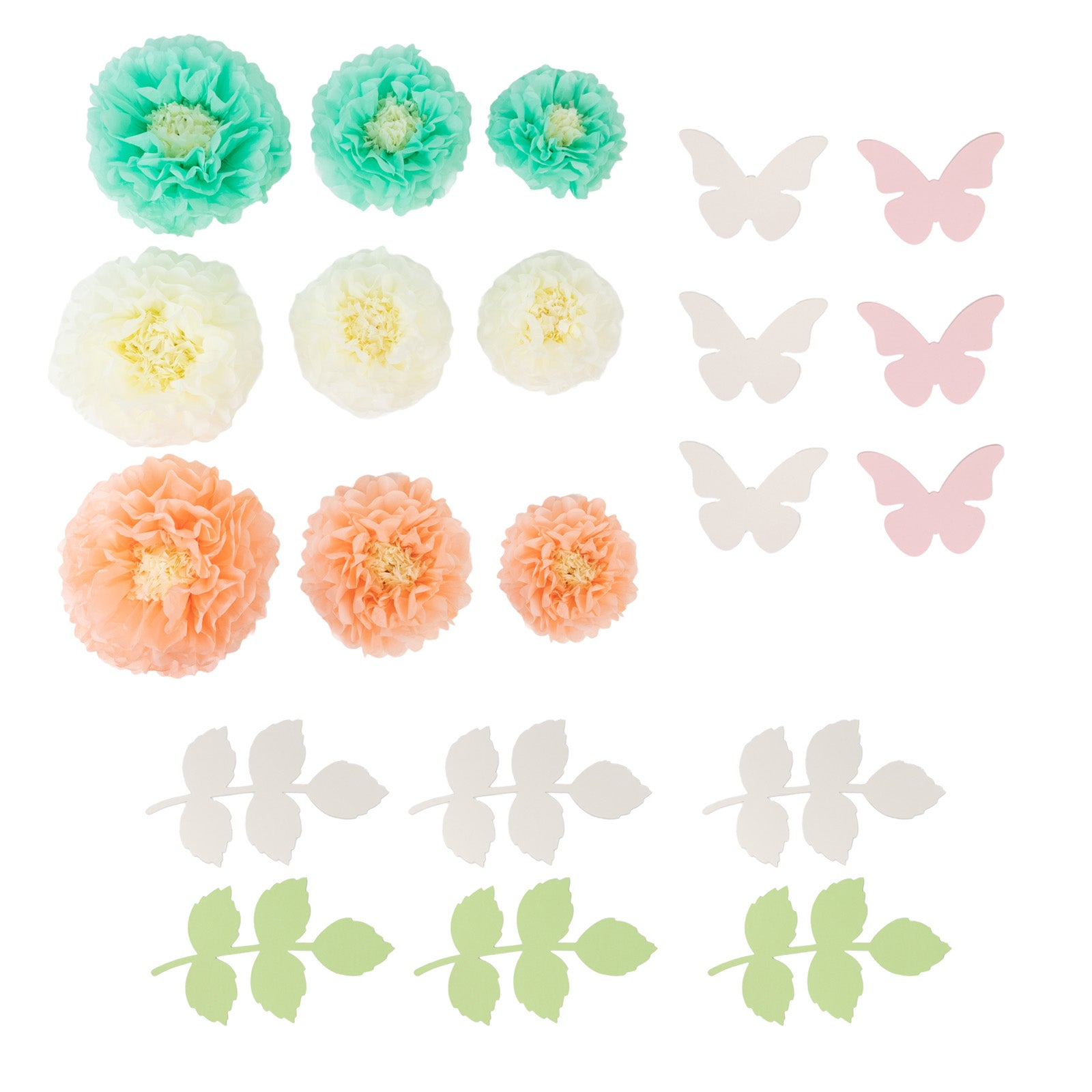 Hot Sale! 21-Piece Tissue Paper Flower Pom Poms Decor Kit in Cream & Peach for Wall Decor