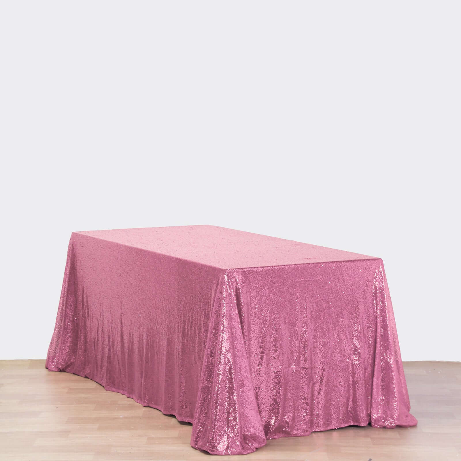 Pink Seamless Glittering 90x156 Rectangle Sequin Tablecloth