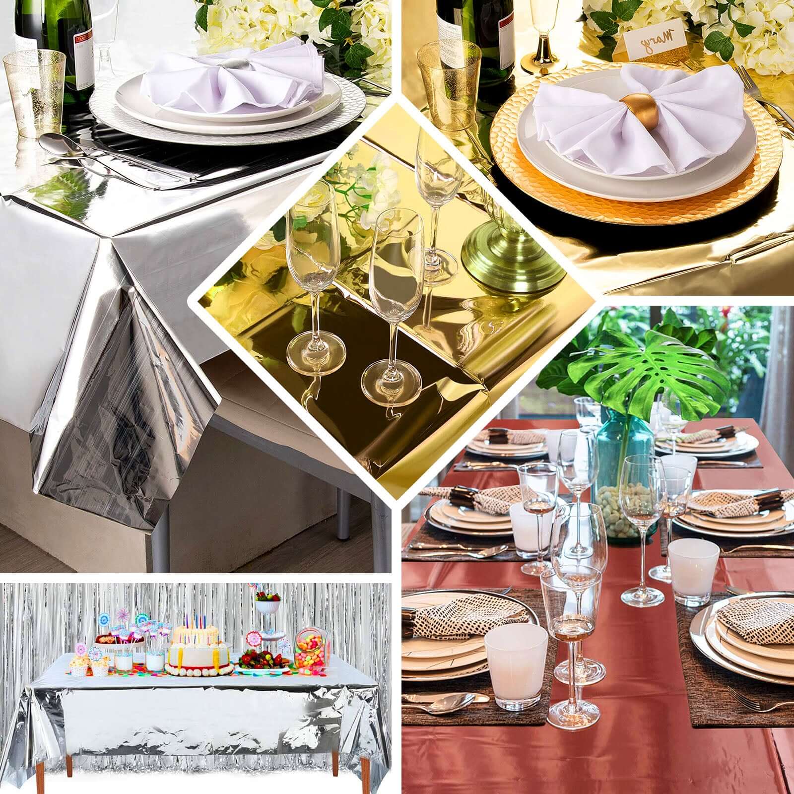 Rose Gold Disposable Metallic Foil Rectangle Tablecloth 40x90 - Ideal for Party Decor