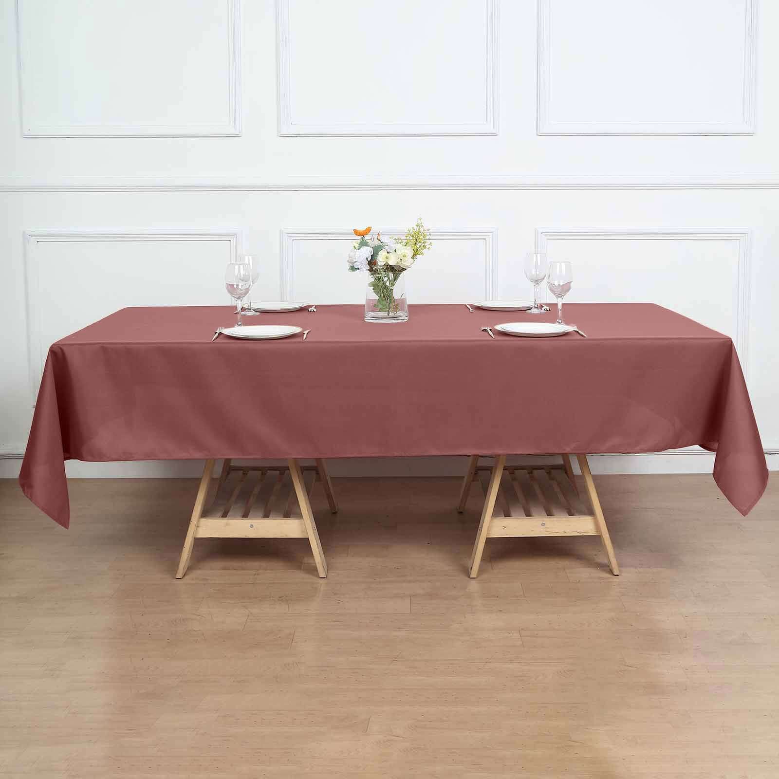 Stylish & Durable 60x102 Polyester Cinnamon Rose Rectangle Tablecloth