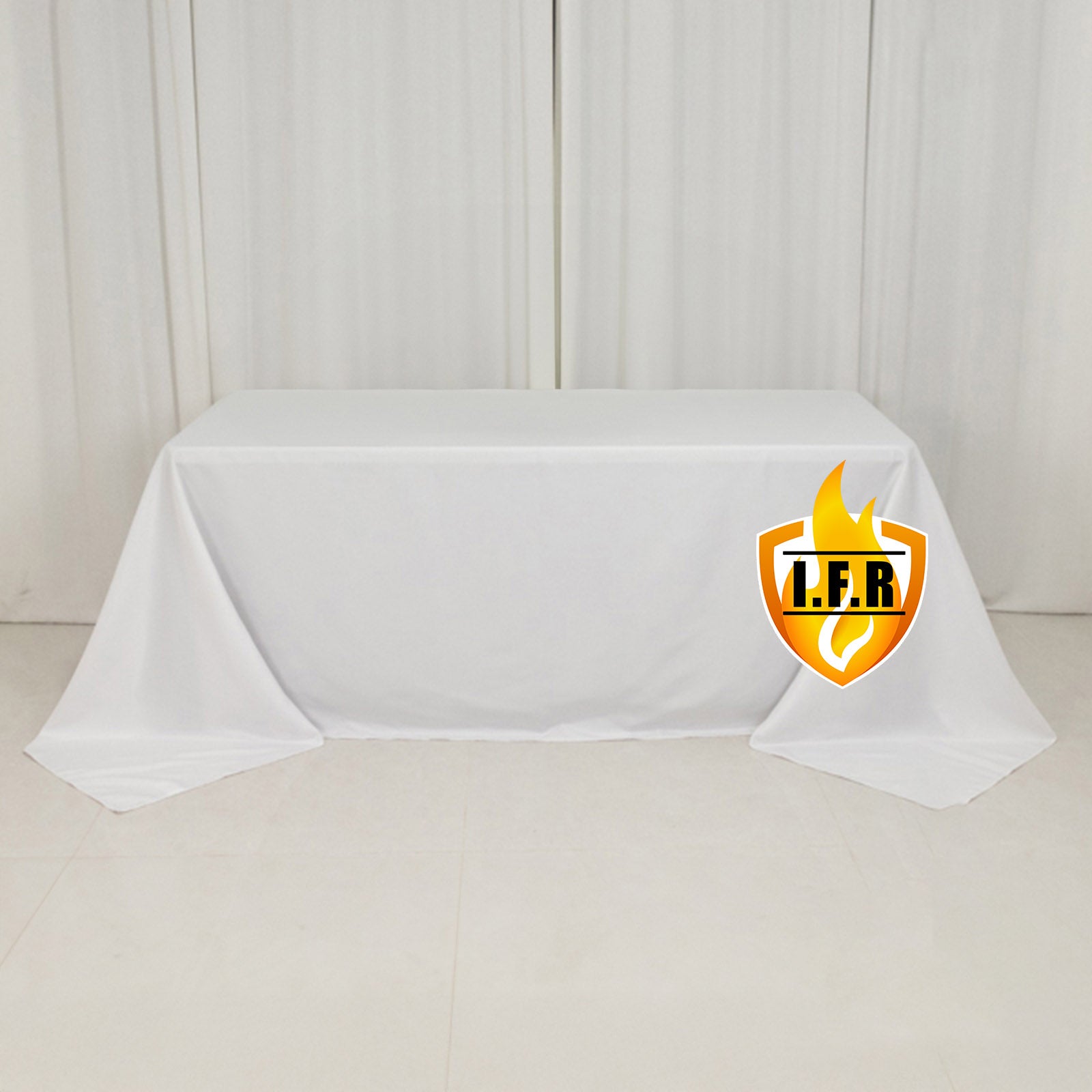 Premium Fire Retardant White Polyester Tablecloth for Large Gatherings - 90x132 Size