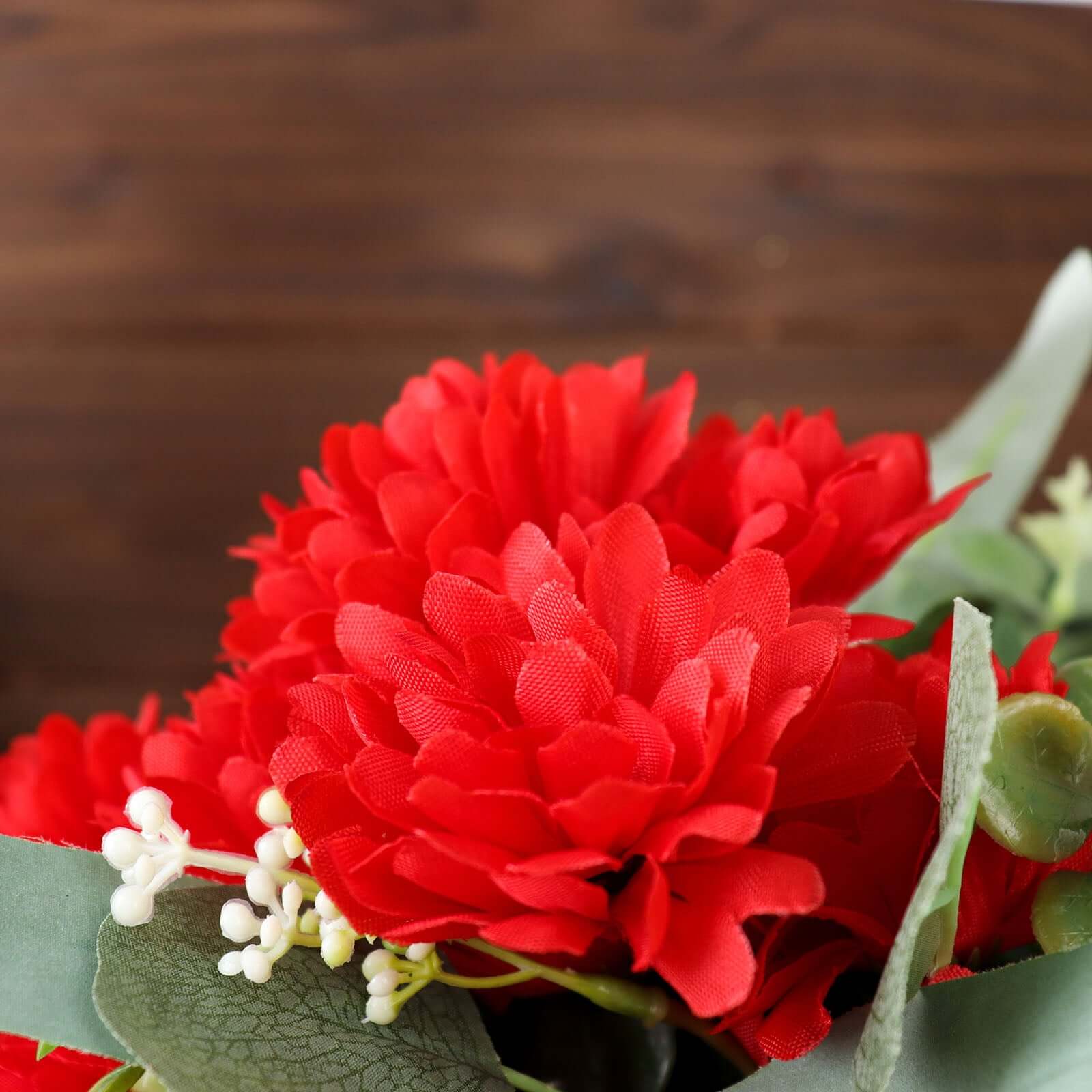 Hot Sale! 12 Bushes of Red Artificial Silk Chrysanthemum Flower Bouquets for Decor