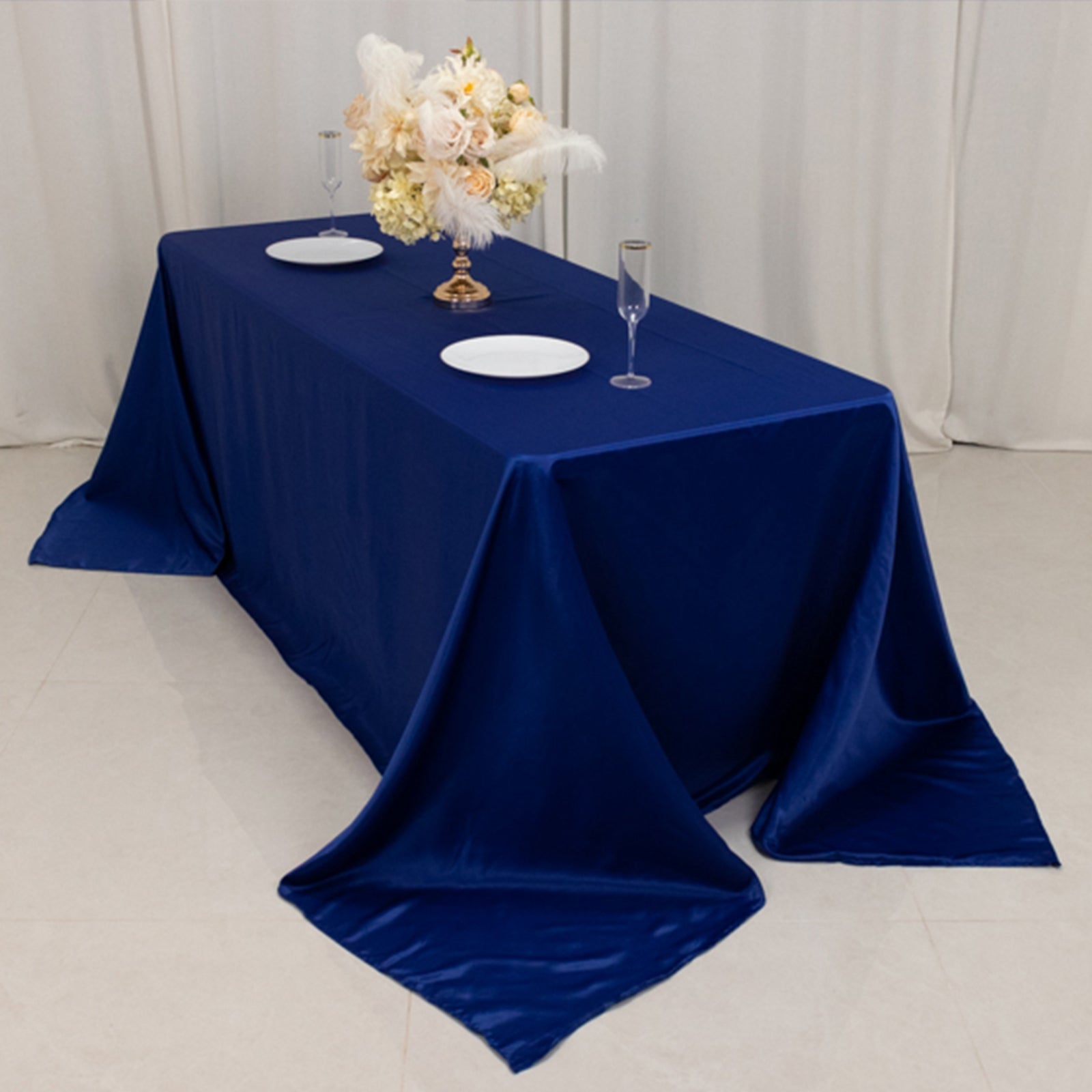 Royal Blue Lamour Satin Rectangle Tablecloth - Soft, Silk-Like & Seamless, Ideal for Events