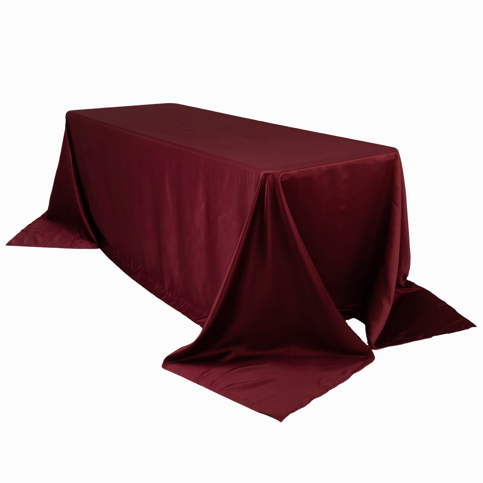 Exclusive Lamour Satin Rectangle Tablecloth in Burgundy - Soft, Silk-Like & Seamless, 90x132