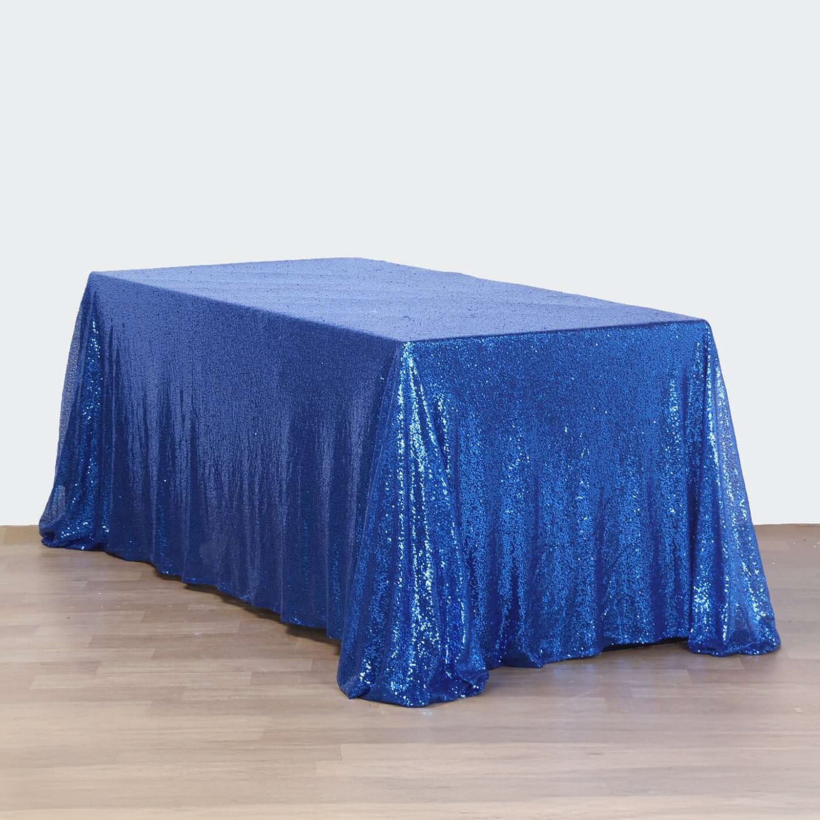 Royal Blue Seamless Sequin Rectangle Tablecloth, 90x156 Inches