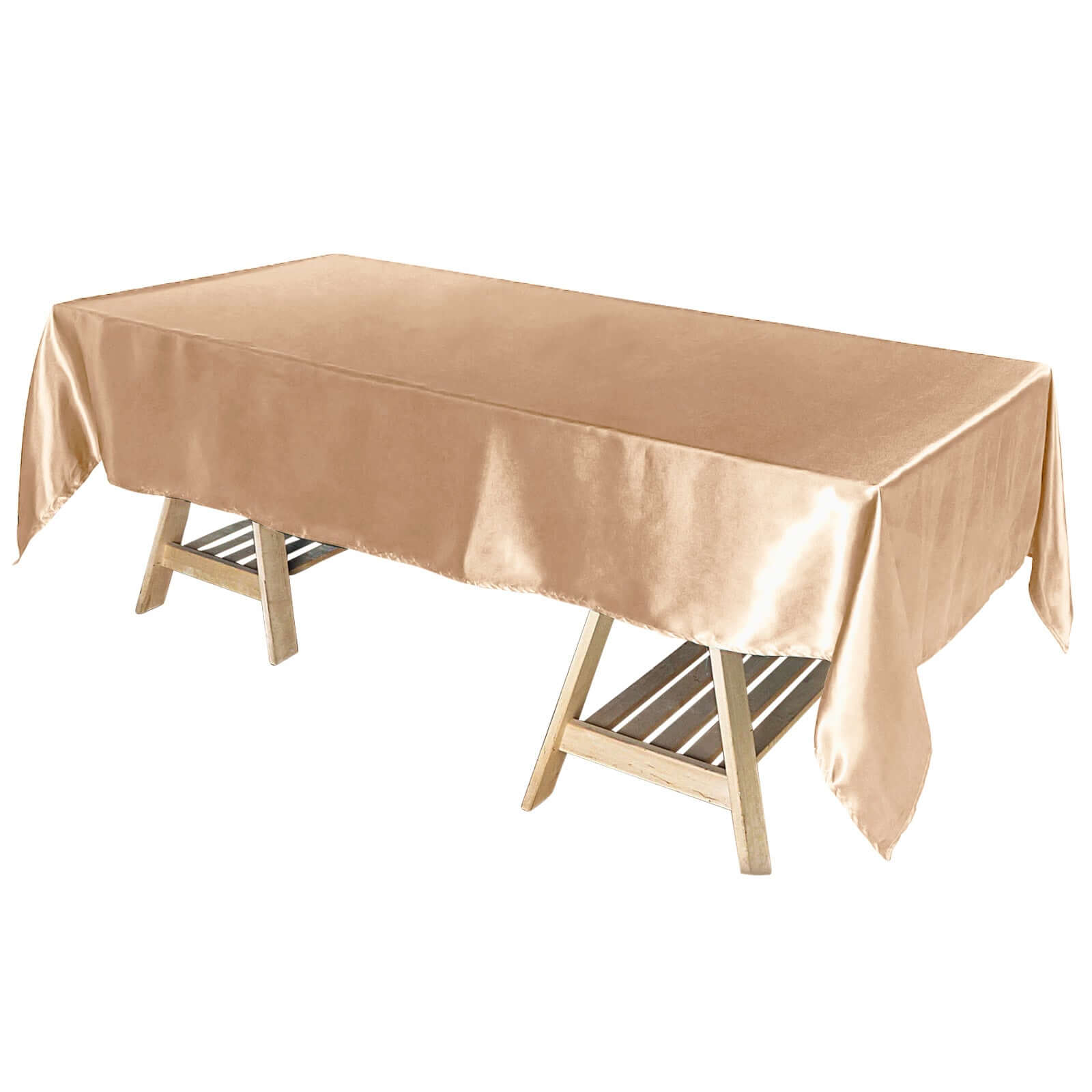 Gorgeous Nude Satin 60x102 Rectangular Tablecloth - Smooth & Lustrous