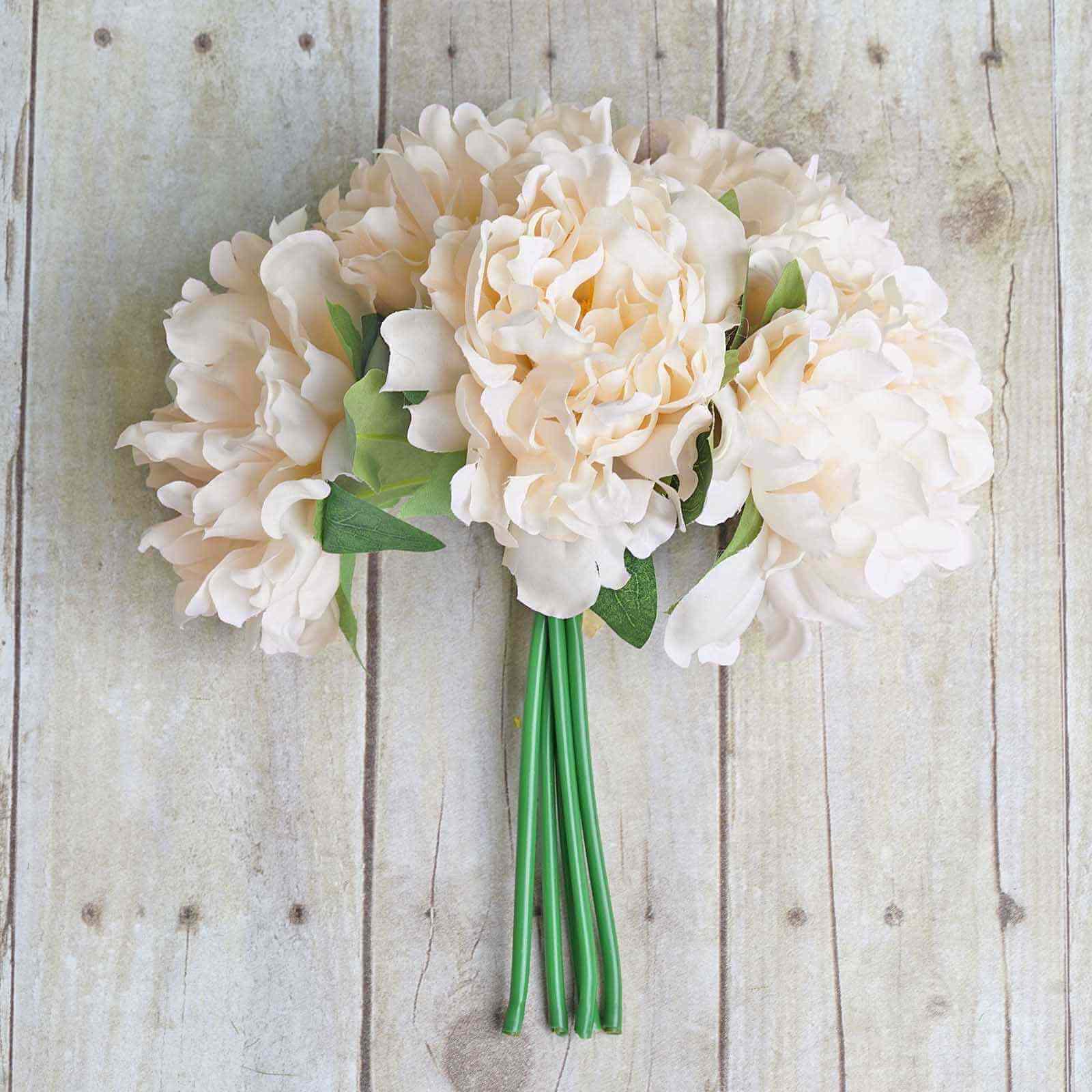 Hot Sale! 11-piece Blush and Cream Artificial Silk Peony Flower Bouquet for Various Occasions