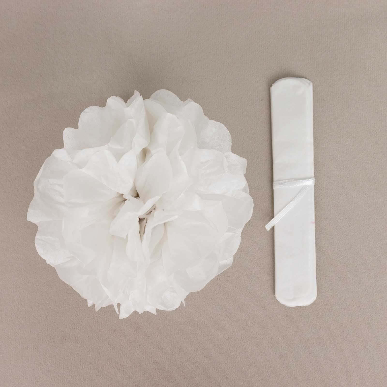 Hot Sale! 6-Piece Set of White Paper Pom Pom Flower Balls for Ceiling and Wall Decorations