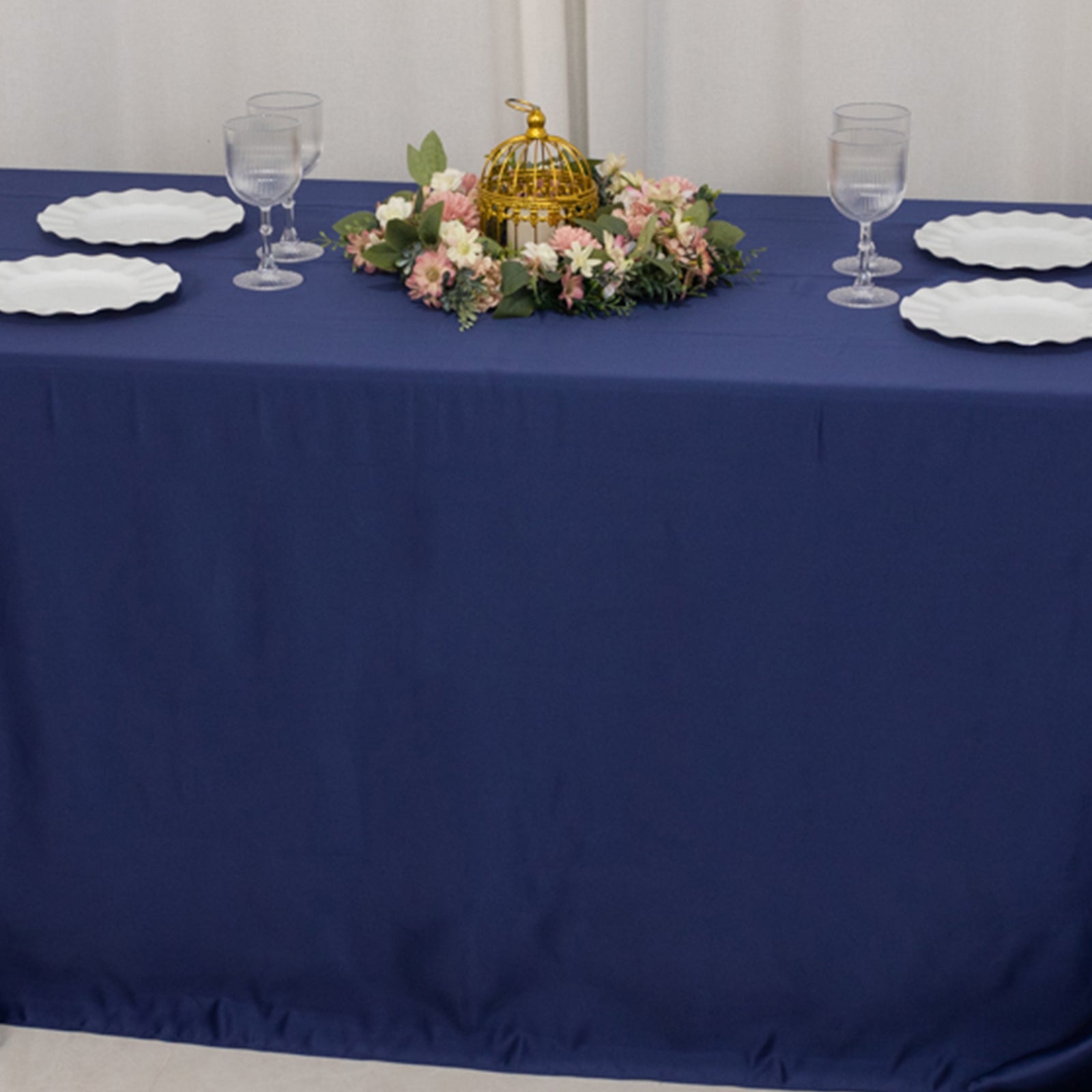 Exclusive Navy Blue Lamour Satin Rectangle Tablecloth 90x132 - Soft, Silk-Like & Durable