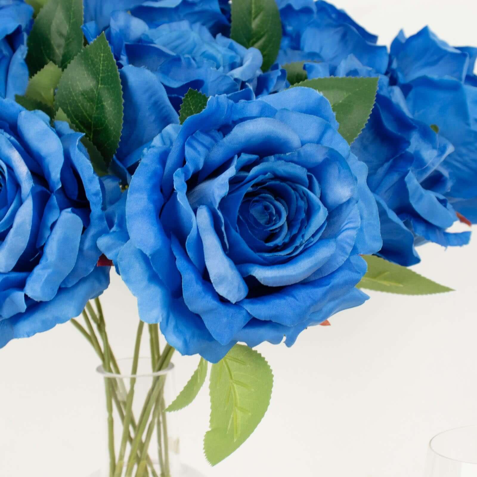17' Royal Blue Premium Silk Jumbo Rose Flower Bouquet - High - Quality Artificial for Weddings