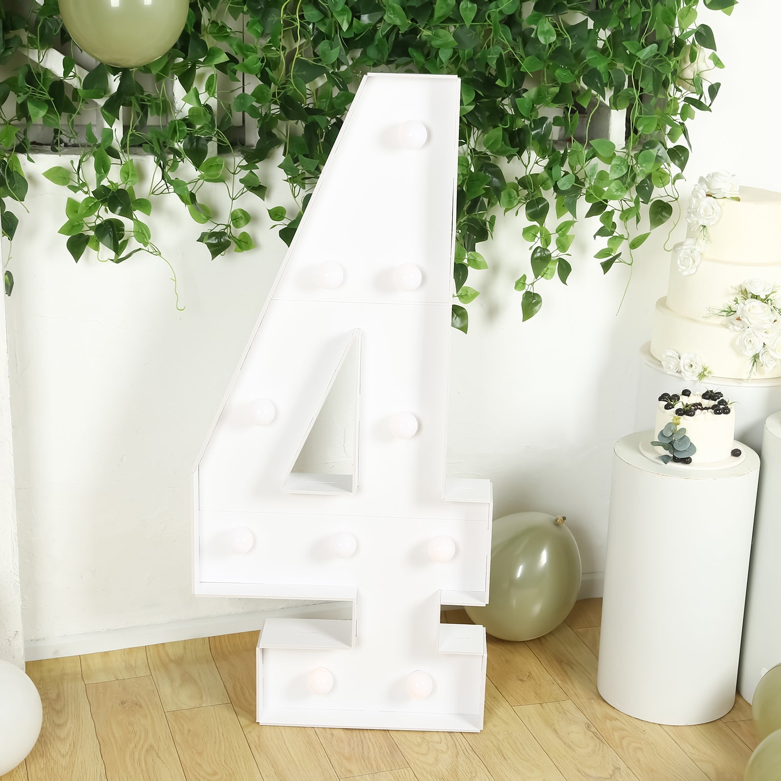 Hot Deal! 4ft White Giant LED Marquee Light Up Number 4 with Warm White LEDs, Glue Gun & Sticks