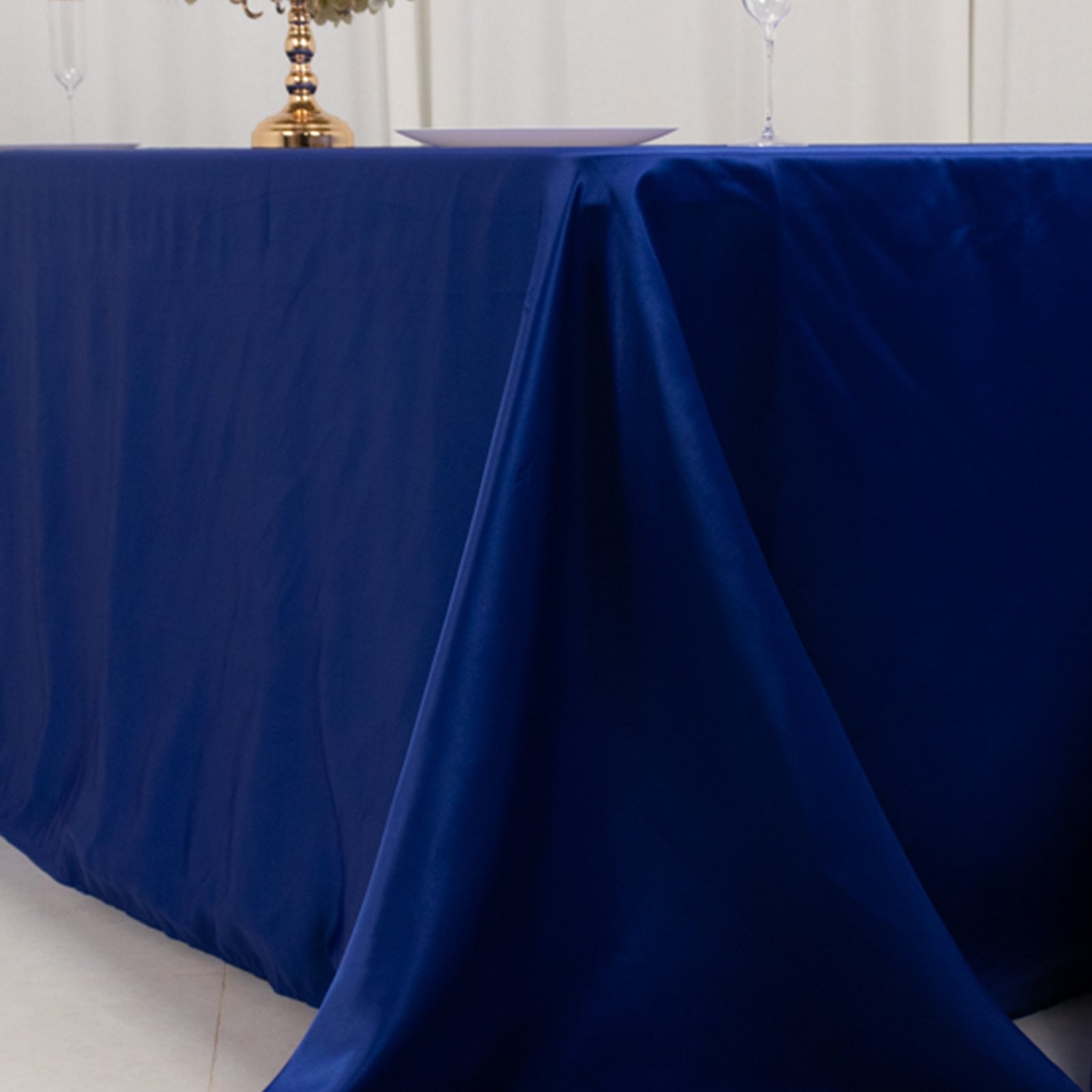 Royal Blue Lamour Satin Rectangle Tablecloth - Luxury, Soft & Seamless