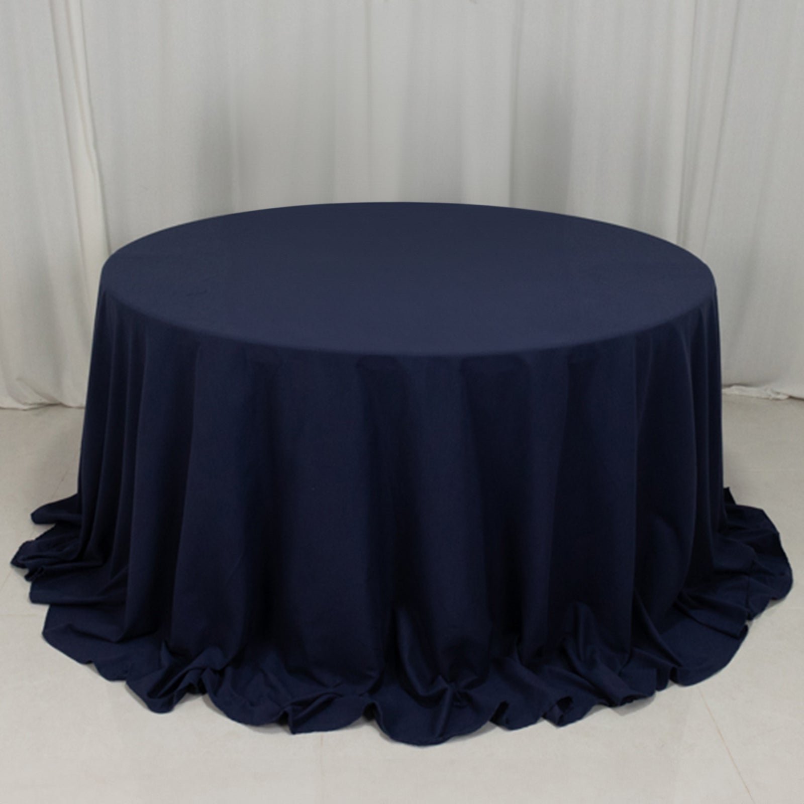 Hot! Navy Blue 132" Cotton Blend Seamless Wrinkle-Resistant Round Tablecloth