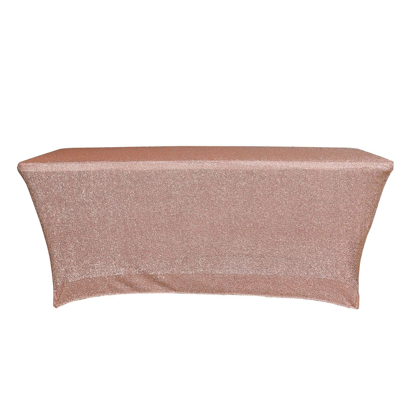 Hot! Rose Gold Glittered Stretch Spandex Tablecloth for Events