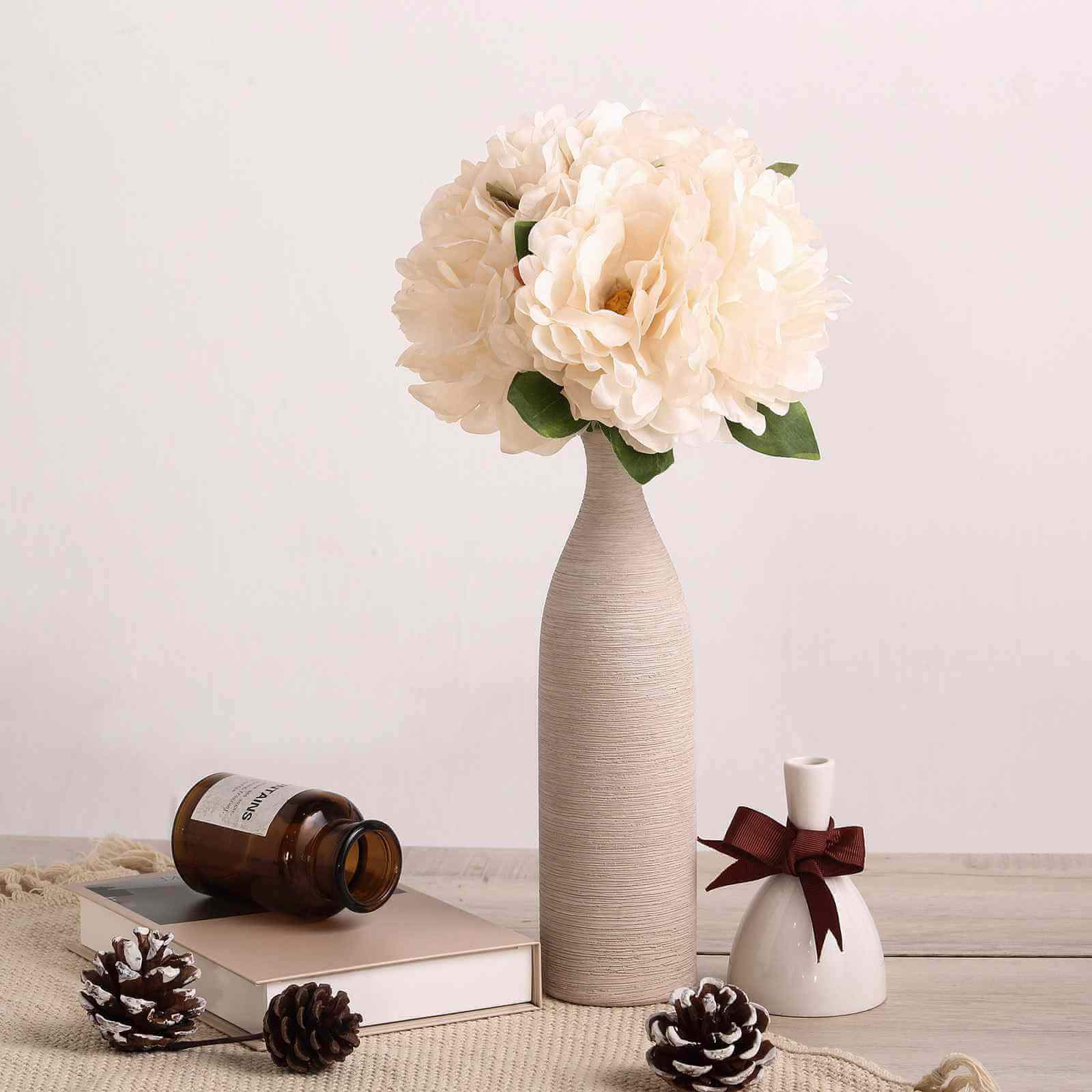 Hot Sale! 11-piece Blush and Cream Artificial Silk Peony Flower Bouquet for Various Occasions