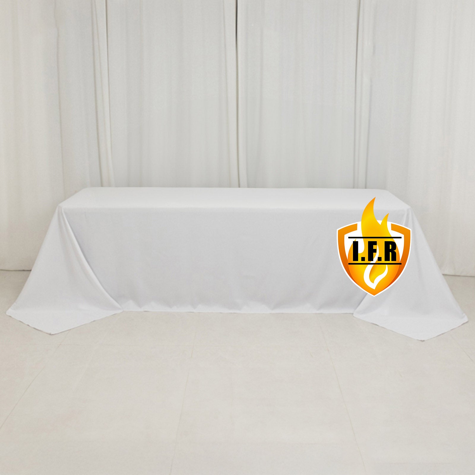 Hot! White Fire Retardant Premium Polyester 90x156 Rectangular Tablecloth for Large Gatherings