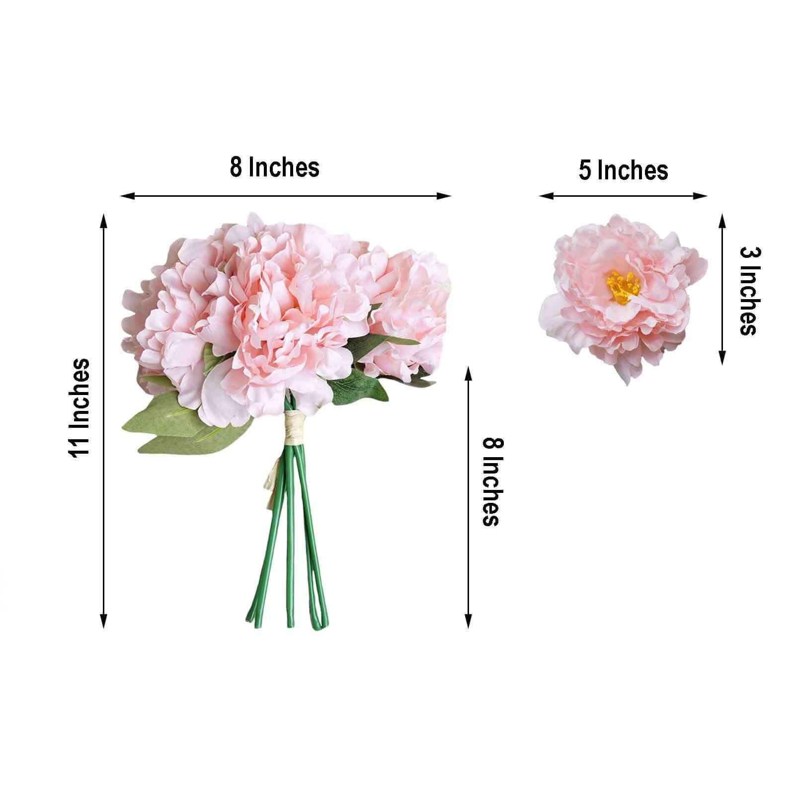 11-Piece Pink Real-Touch Artificial Silk Peony Bouquet - Ideal for Various Occasions