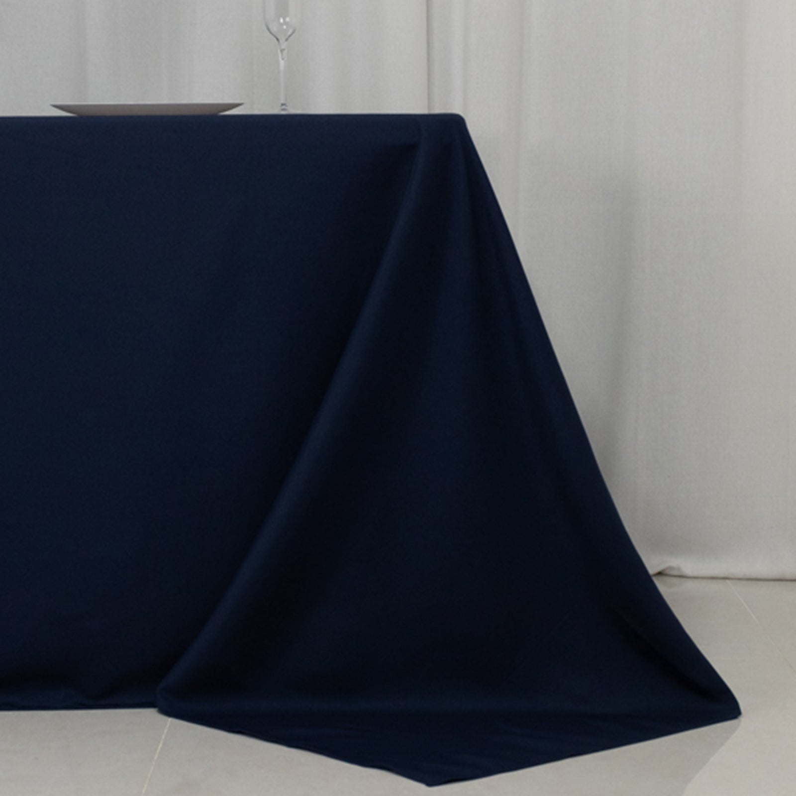 Premium Navy Blue Fire - Retardant Polyester Rectangular Tablecloth (90x132) - Ideal for Events