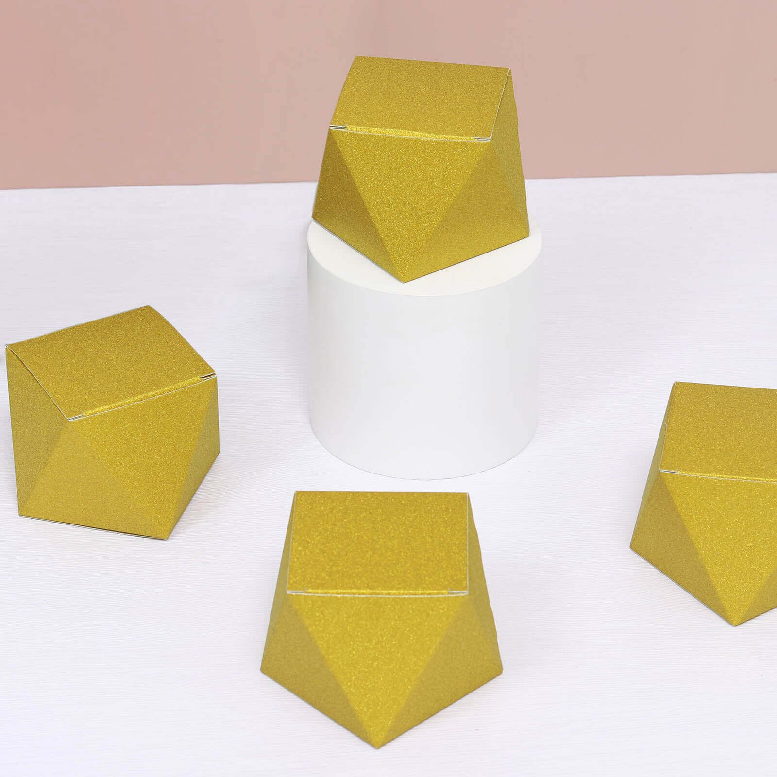 Get 25-Pack Gold Glittered 3x4 Geometric DIY Wedding Favor Gift Boxes Now